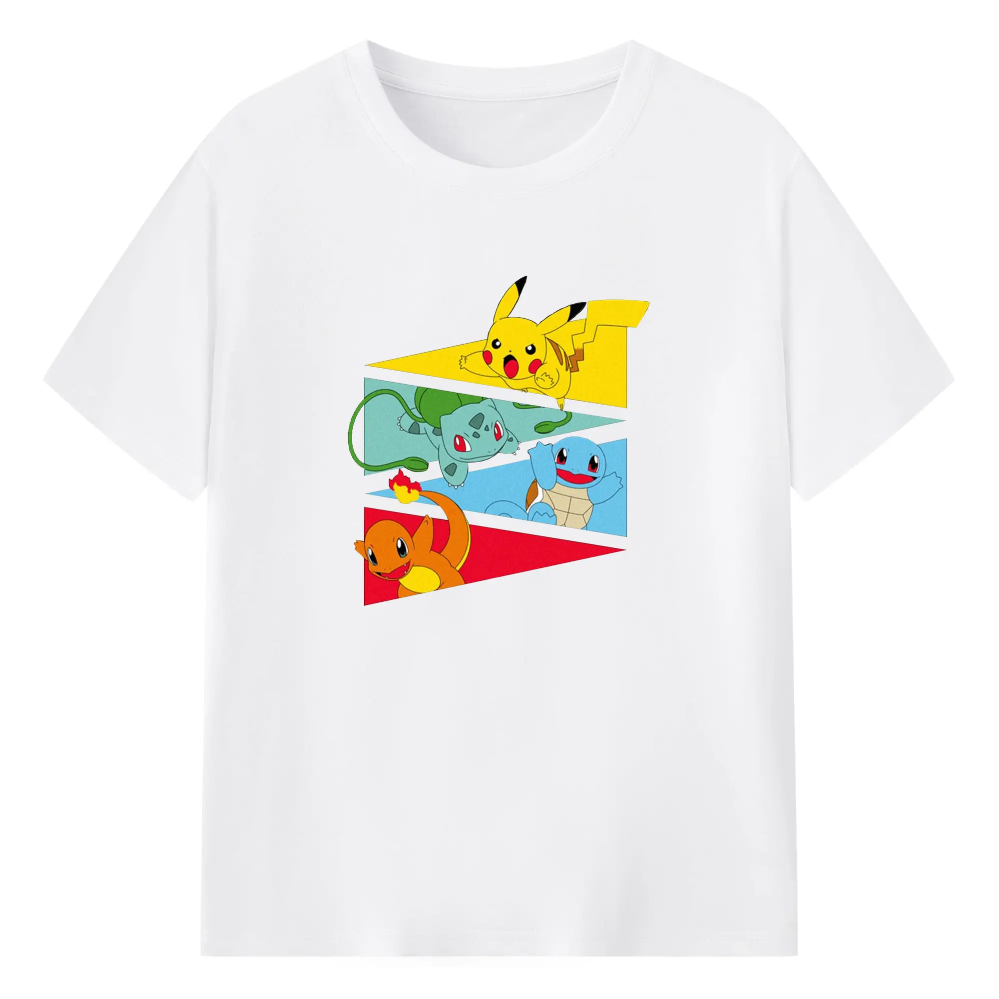 ポケモン　リザードンとピカチュウ - 綿100％ 半袖Tシャツ ・ フロントプリント ・ 快適 通気性 ・ 日常使い 散歩 スポーツ用