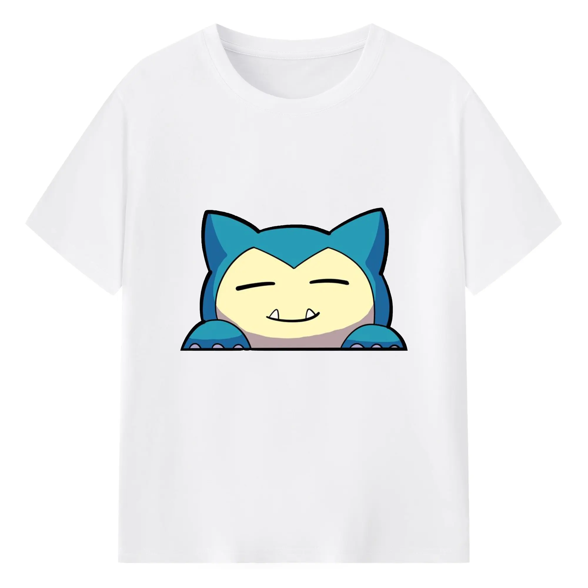 ポケモン カビゴン - 綿100％ 半袖Tシャツ ・ フロントプリント ・ 快適 通気性 ・ 日常使い 散歩 スポーツ用