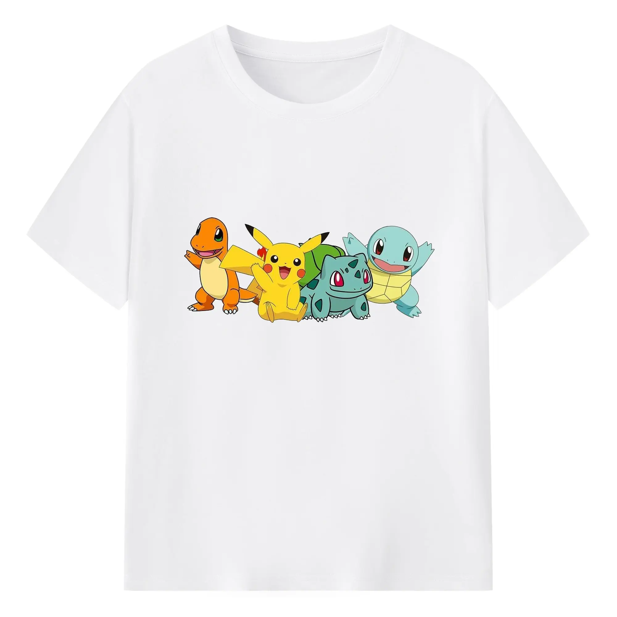 ポケモンピカチュウと仲間たち - 綿100％ 半袖Tシャツ ・ フロントプリント ・ 快適 通気性 ・ 日常使い 散歩 スポーツ用