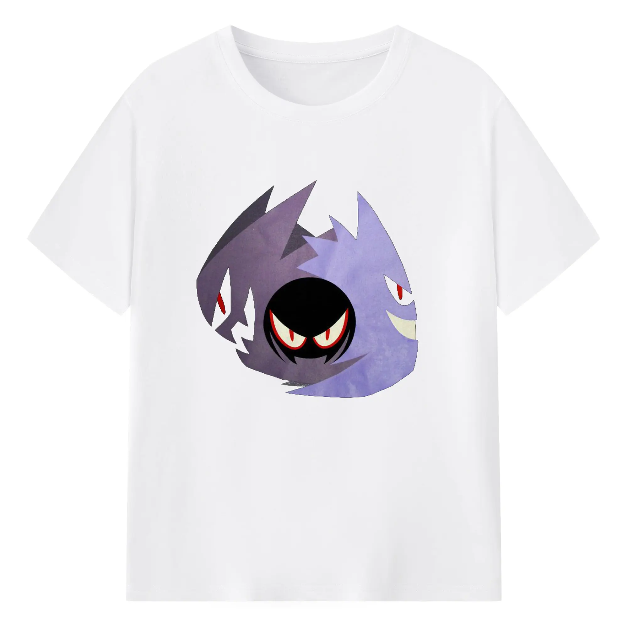 ポケモン ゲンガーの影 - 綿100％ 半袖Tシャツ ・ フロントプリント ・ 快適 通気性 ・ 日常使い 散歩 スポーツ用