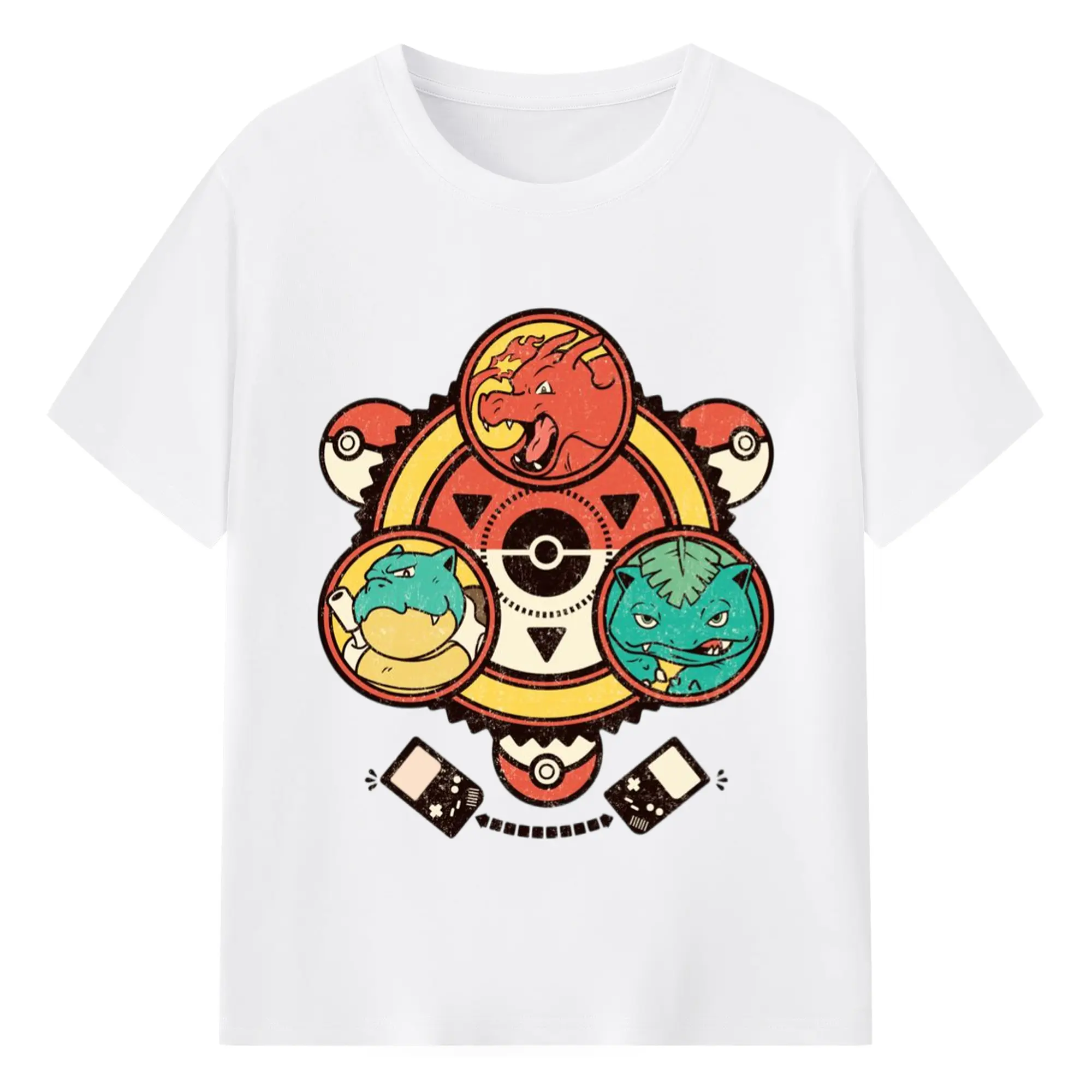 ポケモンフシギダネ進化コンプリート - 綿100％ 半袖Tシャツ ・ フロントプリント ・ 快適 通気性 ・ 日常使い 散歩 スポーツ用