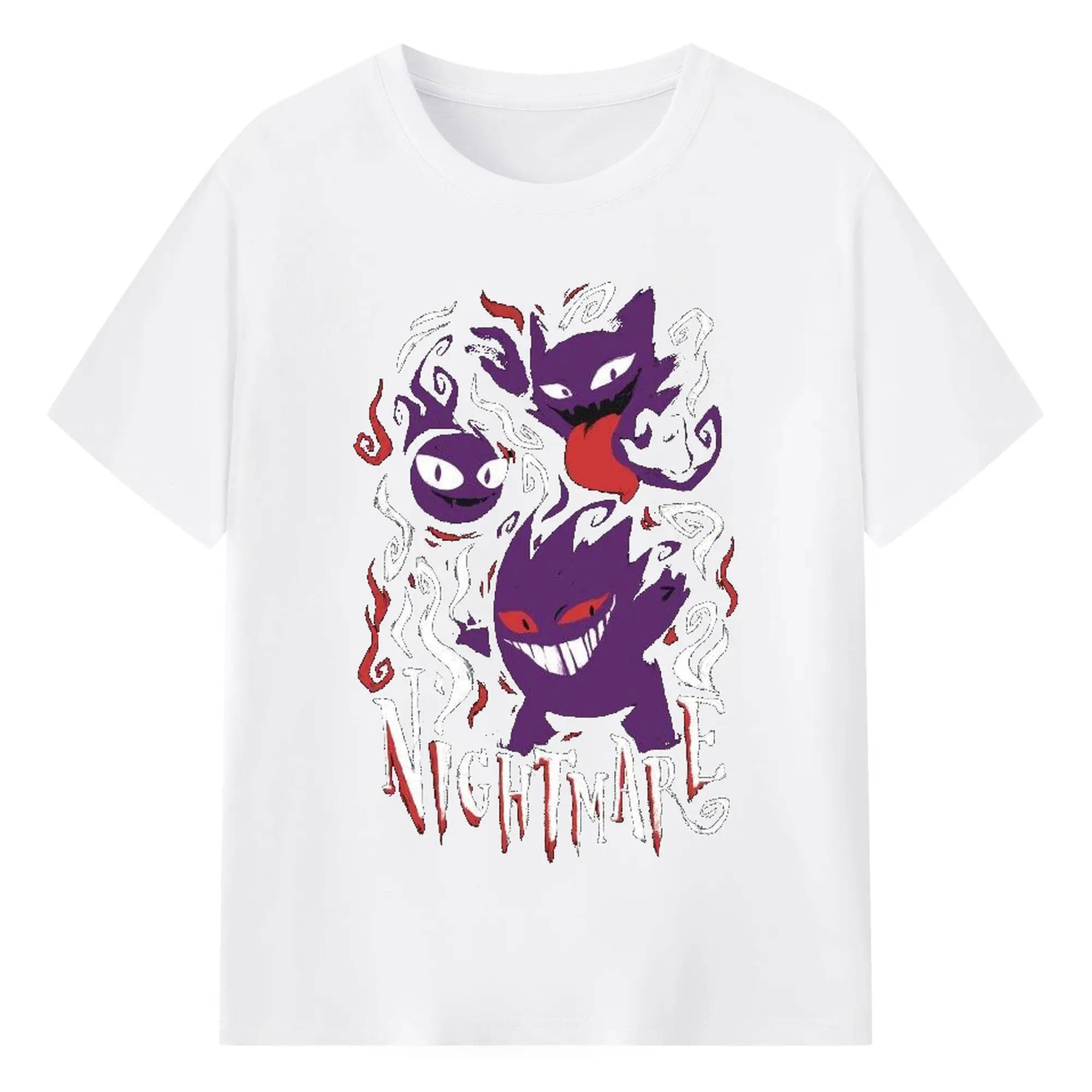 ポケモン ゲンガー - 綿100％ 半袖Tシャツ ・ フロントプリント ・ 快適 通気性 ・ 日常使い 散歩 スポーツ用