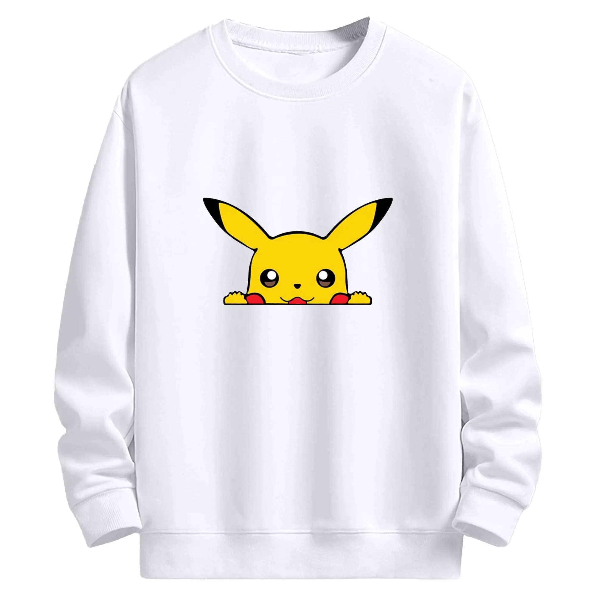 ポケモン ピカチュウ - 高品質 クルーネック スウェット ・ コットン59％ ポリエステル41％ ・ ユニセックス 長袖 トレーナー ・ カジュアル デイリー スポーツ 散歩用