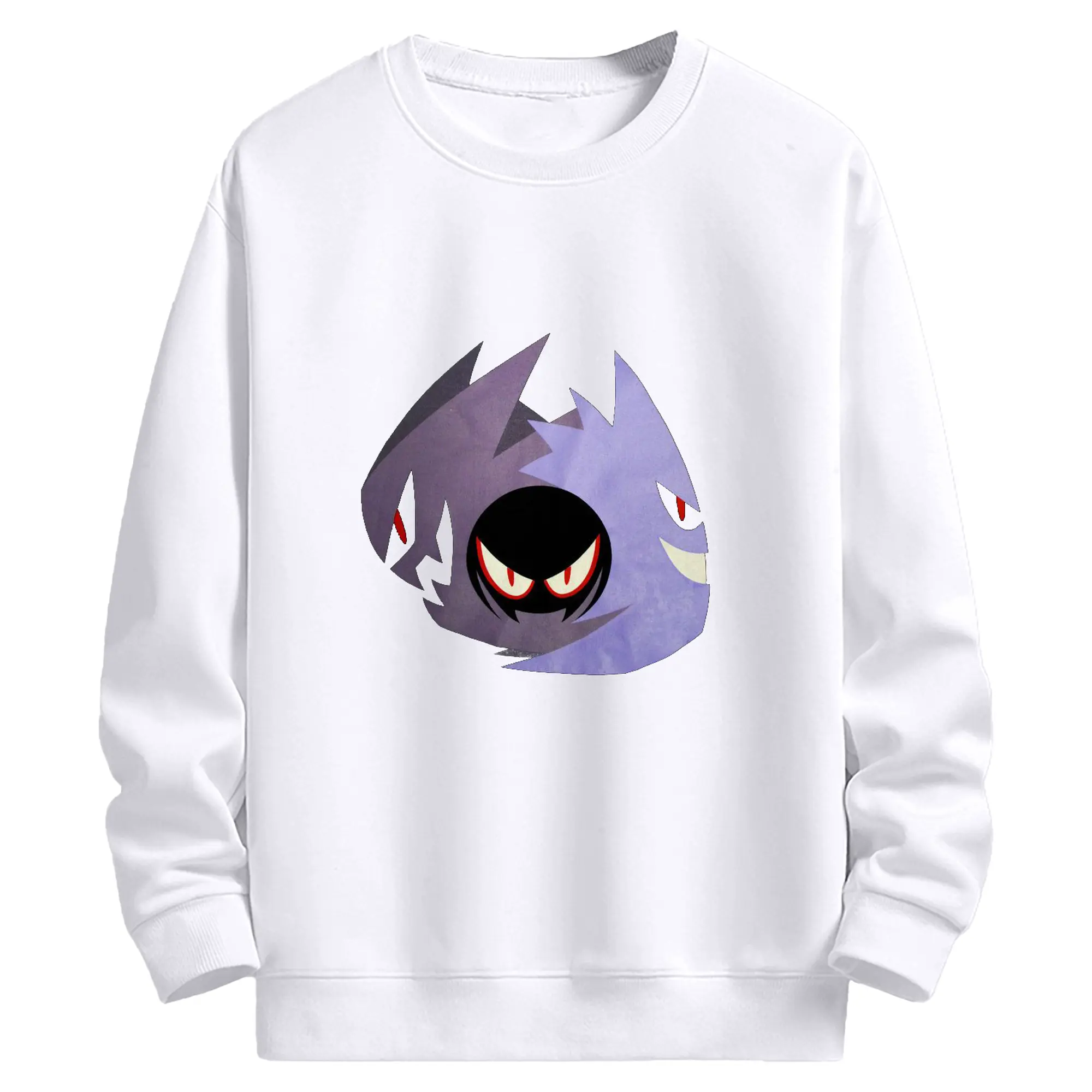 ポケモン ゲンガーの影 - 高品質 クルーネック スウェット ・ コットン59％ ポリエステル41％ ・ ユニセックス 長袖 トレーナー ・ カジュアル デイリー スポーツ 散歩用