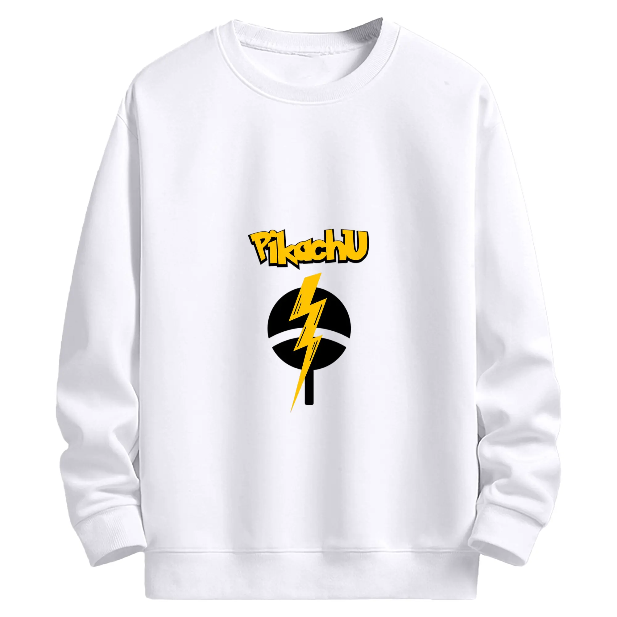 ポケモン ピカチュウうちはコラボ限定ロゴ - 高品質 クルーネック スウェット ・ コットン59％ ポリエステル41％ ・ ユニセックス 長袖 トレーナー ・ カジュアル デイリー スポーツ 散歩用
