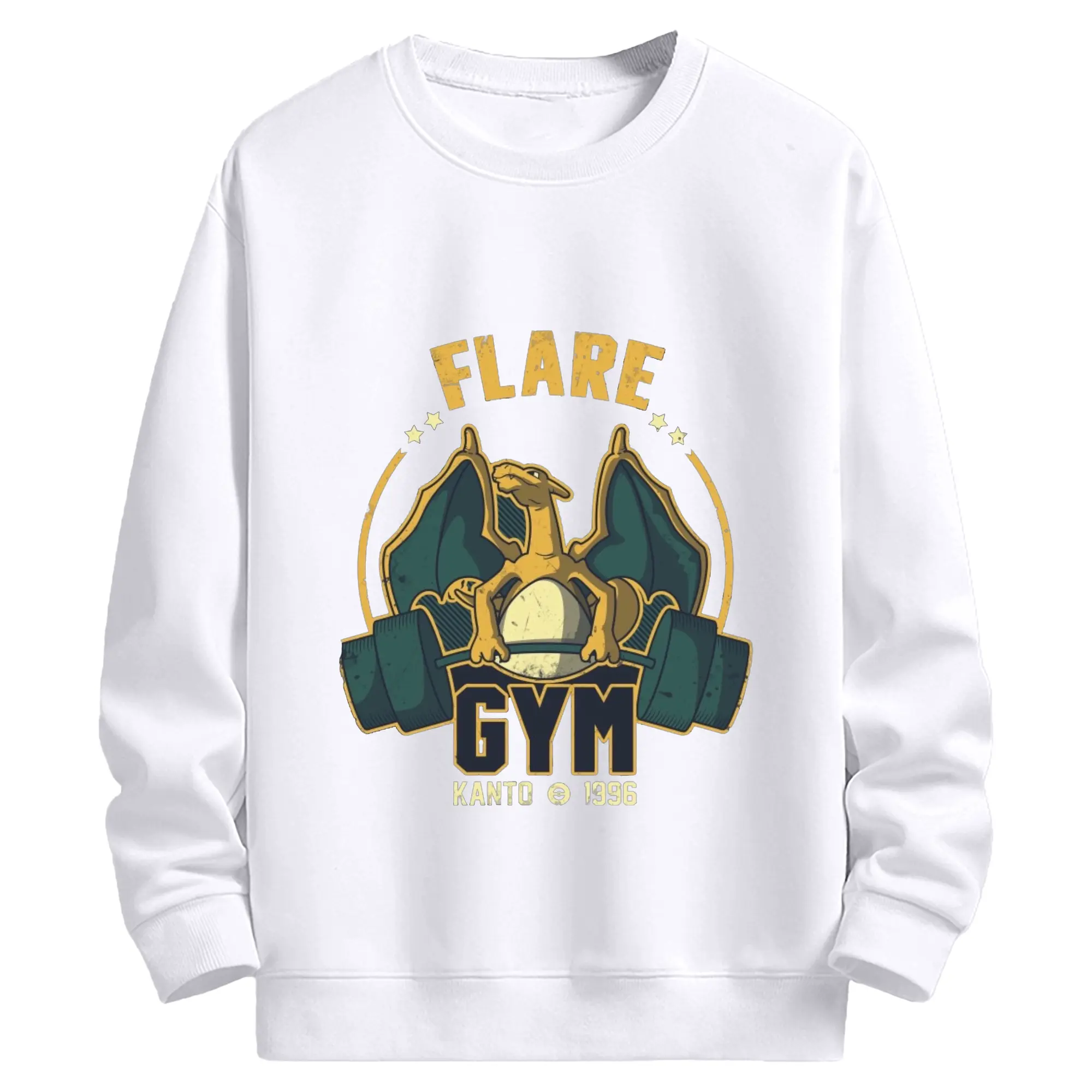 ポケモン リザードンGYM特別限定 - 高品質 クルーネック スウェット ・ コットン59％ ポリエステル41％ ・ ユニセックス 長袖 トレーナー ・ カジュアル デイリー スポーツ 散歩用