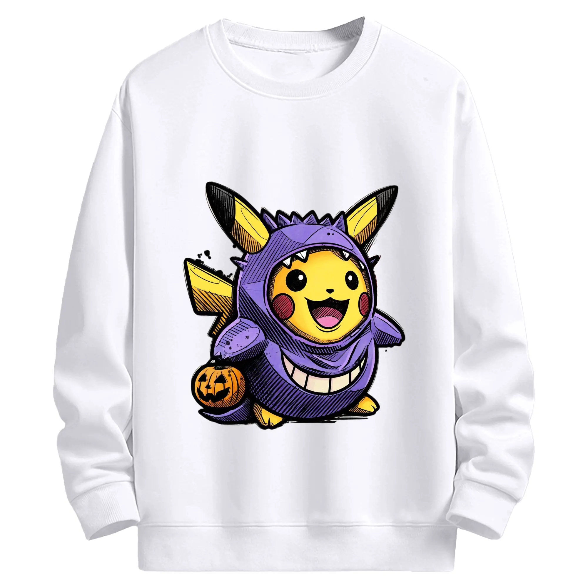 ポケモン コスプレピカチュウ - 高品質 クルーネック スウェット ・ コットン59％ ポリエステル41％ ・ ユニセックス 長袖 トレーナー ・ カジュアル デイリー スポーツ 散歩用