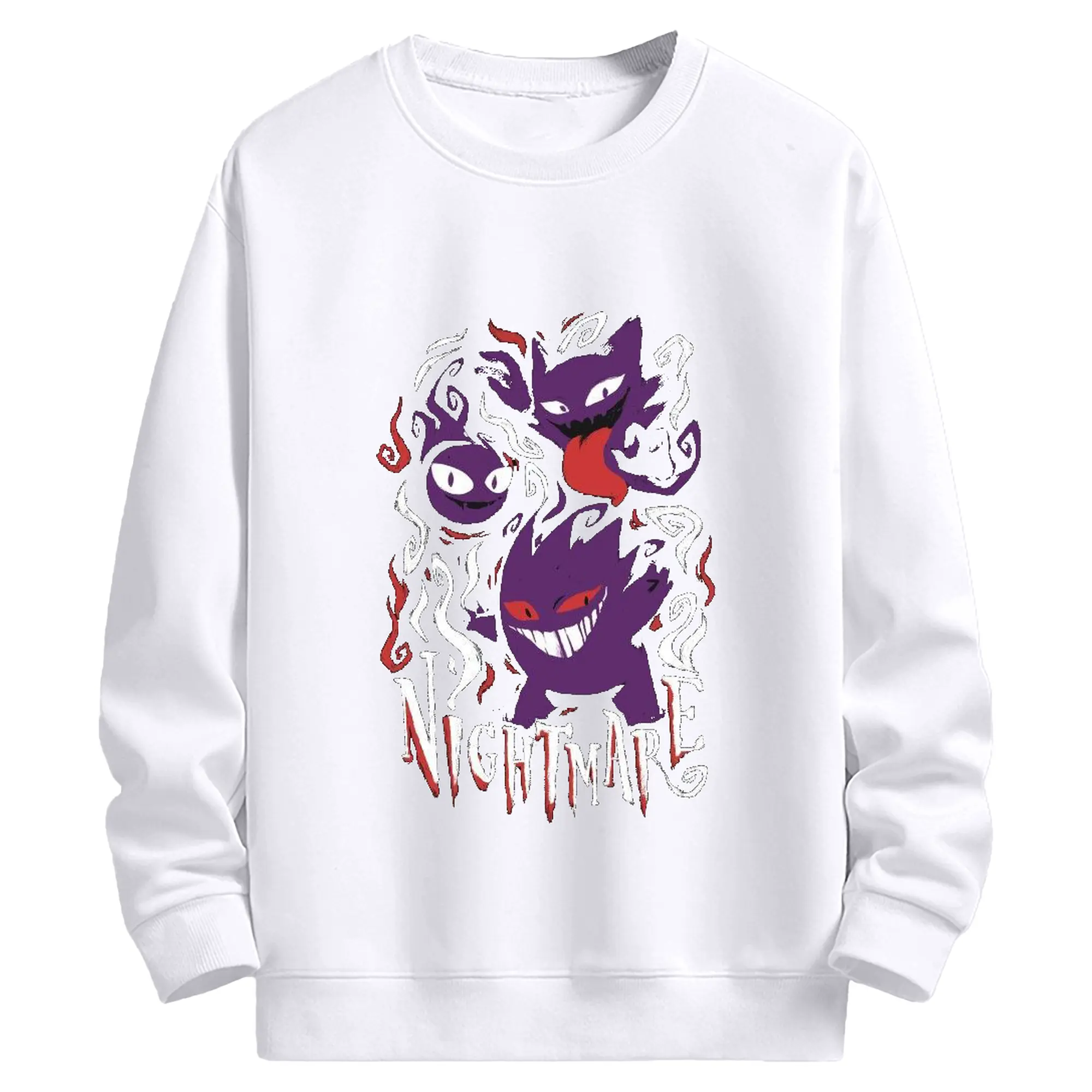 ポケモン ゲンガー - 高品質 クルーネック スウェット ・ コットン59％ ポリエステル41％ ・ ユニセックス 長袖 トレーナー ・ カジュアル デイリー スポーツ 散歩用