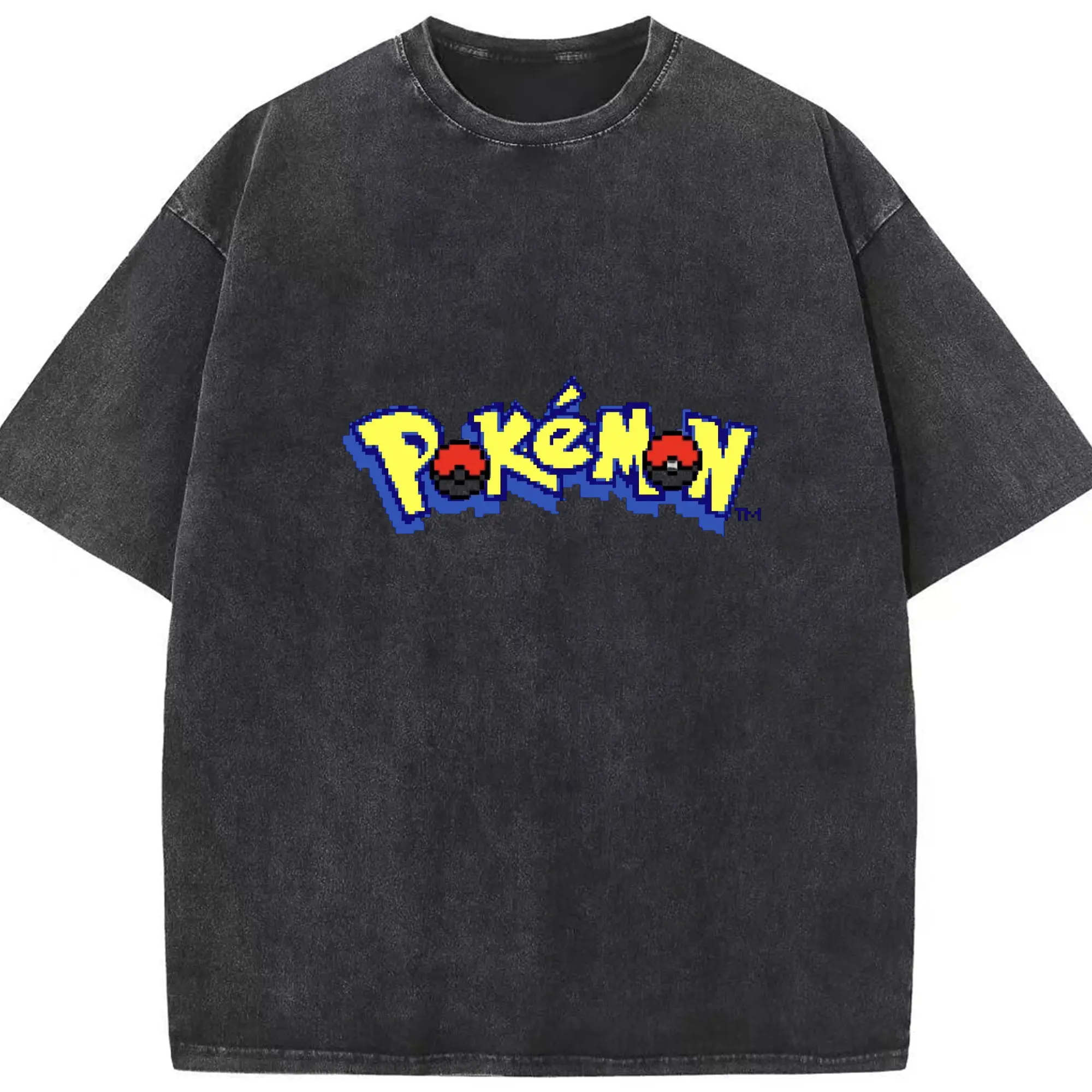 ポケモン 特別限定ロゴ - 綿100％ ヴィンテージ風 半袖Tシャツ ・ フロントプリント ・ 柔らか肌触り ・ 通気性 快適 ・ スポーツ カジュアル 外出用