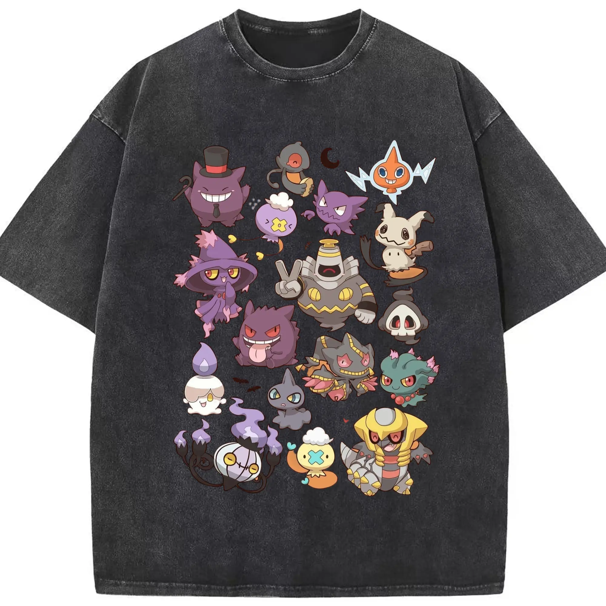 ポケモン ハロウィン限定 - 綿100％ ヴィンテージ風 半袖Tシャツ ・ フロントプリント ・ 柔らか肌触り ・ 通気性 快適 ・ スポーツ カジュアル 外出用