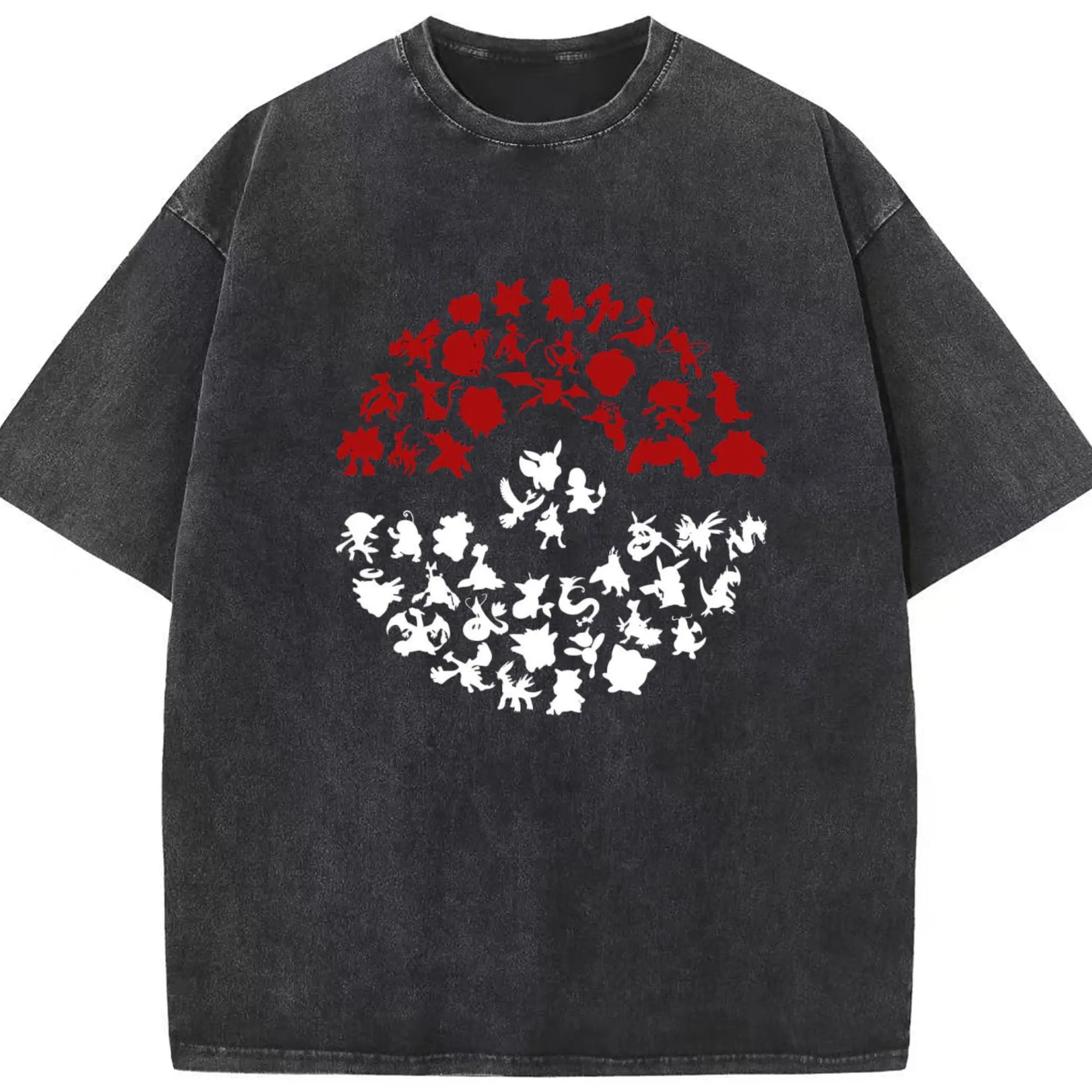 ポケモン モンスターボール図鑑 - 綿100％ ヴィンテージ風 半袖Tシャツ ・ フロントプリント ・ 柔らか肌触り ・ 通気性 快適 ・ スポーツ カジュアル 外出用