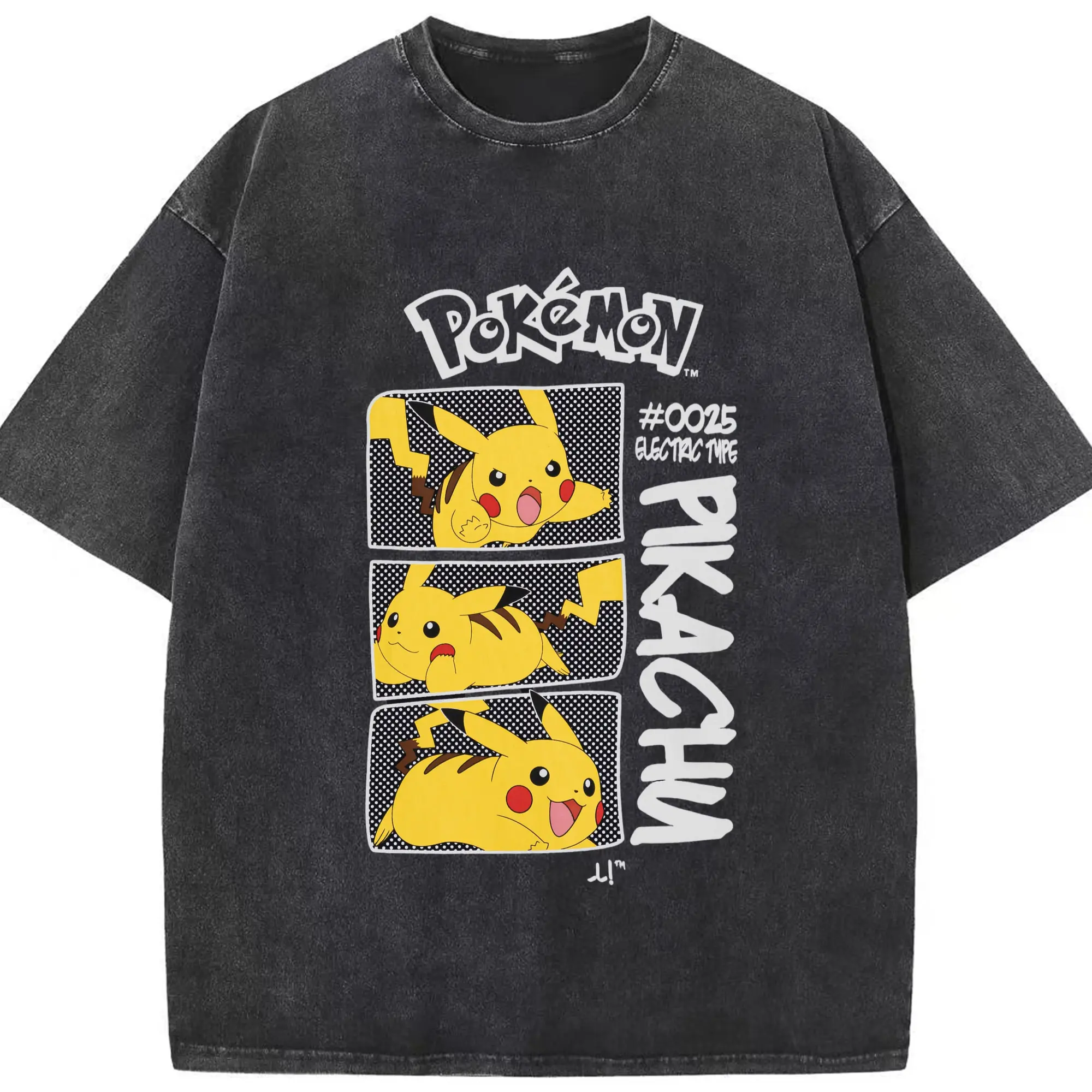 ポケモン ピカチュウ推し - 綿100％ ヴィンテージ風 半袖Tシャツ ・ フロントプリント ・ 柔らか肌触り ・ 通気性 快適 ・ スポーツ カジュアル 外出用