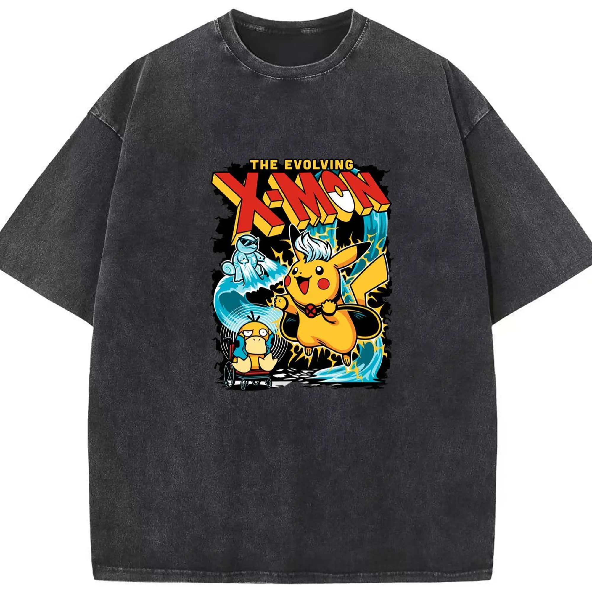 ポケモン ポケモン - 綿100％ ヴィンテージ風 半袖Tシャツ ・ フロントプリント ・ 柔らか肌触り ・ 通気性 快適 ・ スポーツ カジュアル 外出用