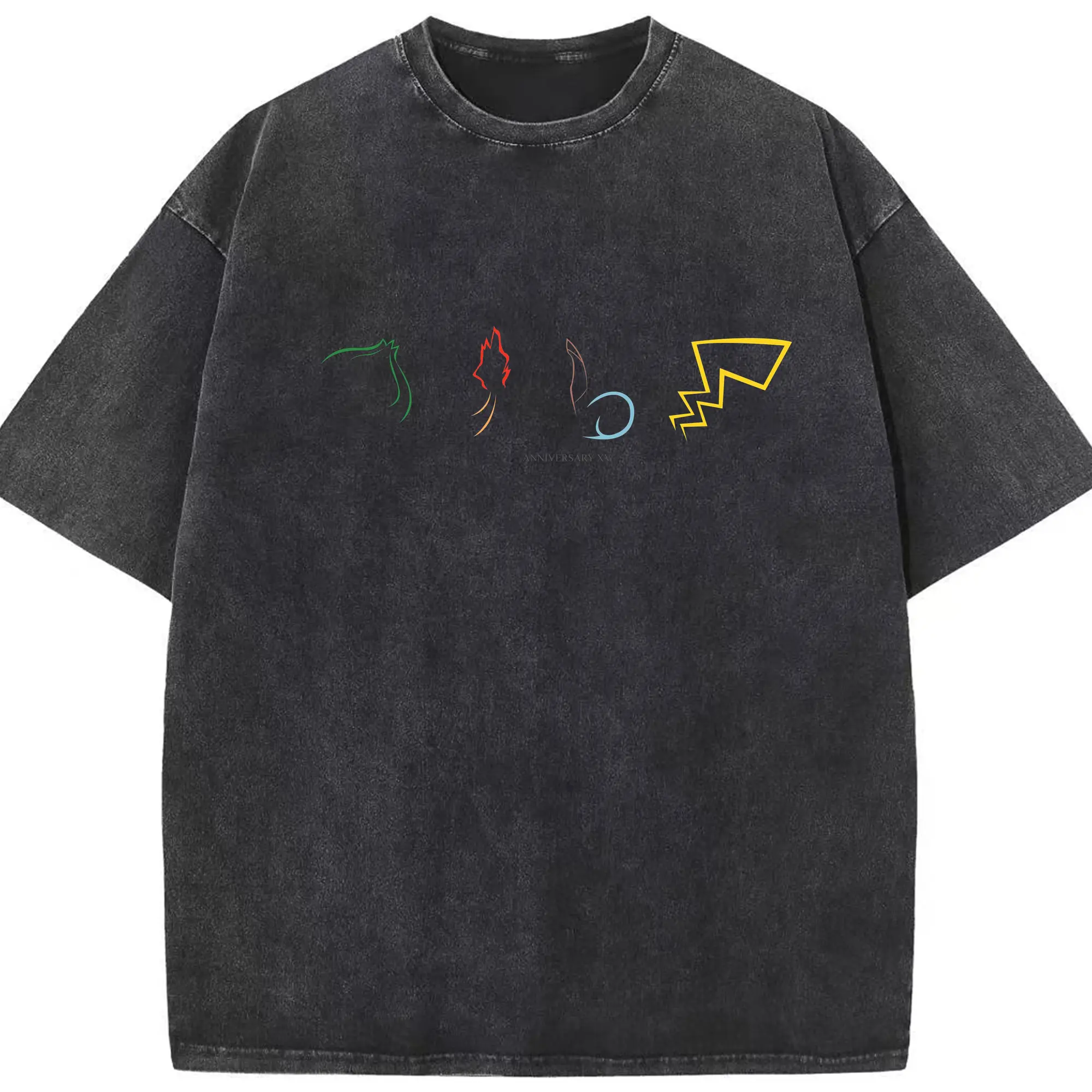 ポケモン シンプルロゴ - 綿100％ ヴィンテージ風 半袖Tシャツ ・ フロントプリント ・ 柔らか肌触り ・ 通気性 快適 ・ スポーツ カジュアル 外出用