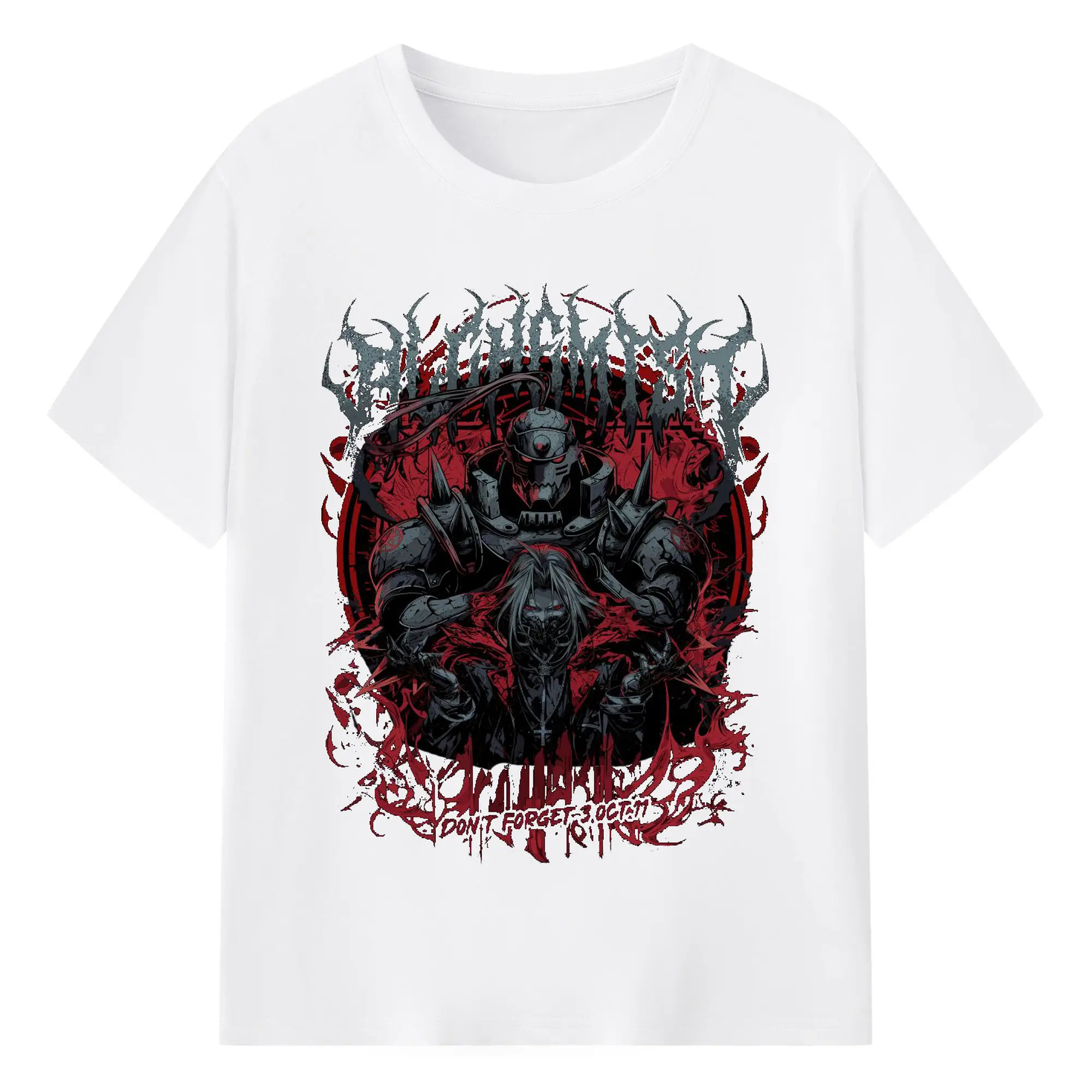 鋼の錬金術師　エルリック兄弟 - 綿100％ 半袖Tシャツ ・ フロントプリント ・ 快適 通気性 ・ 日常使い 散歩 スポーツ用