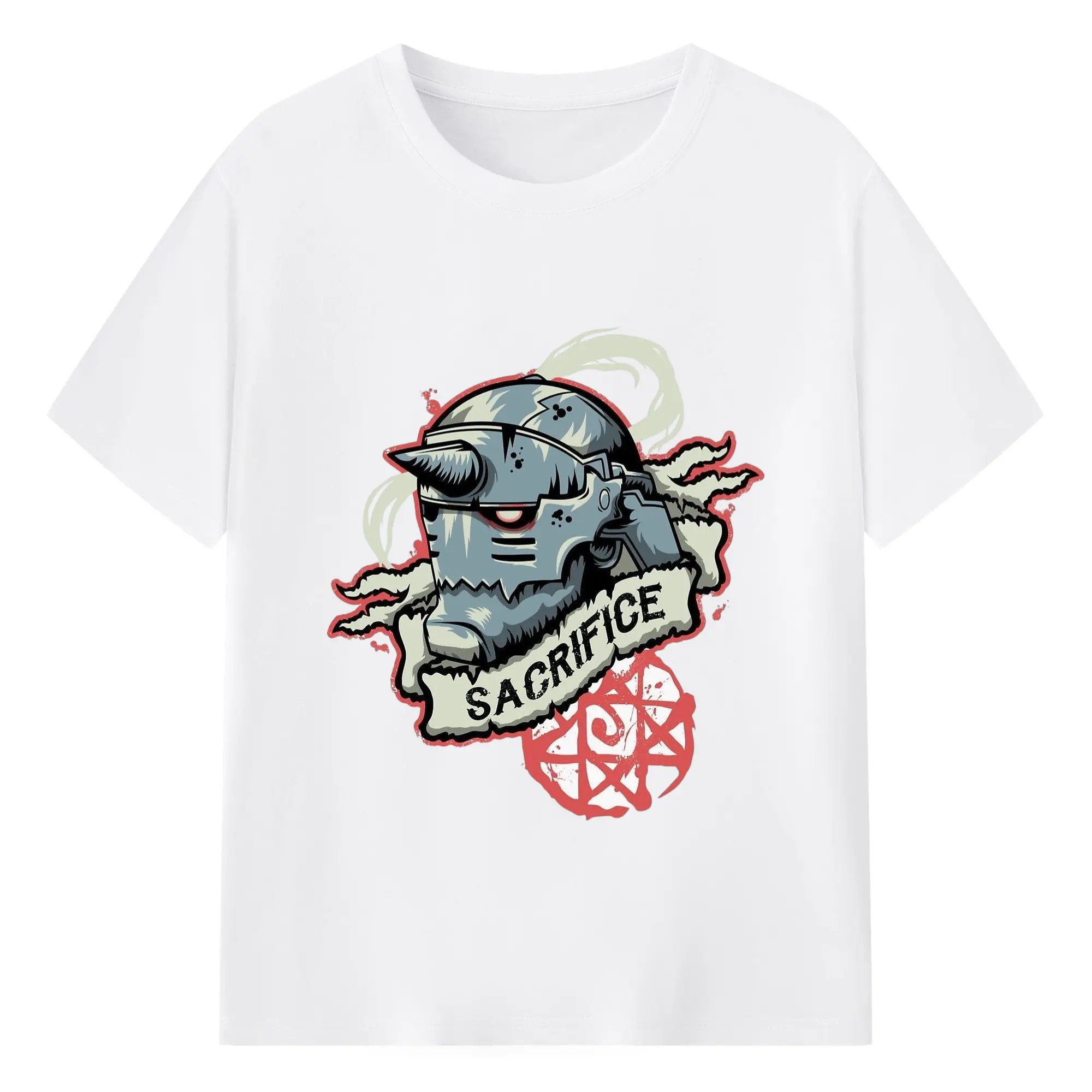 鋼の錬金術師  アルフォンス - 綿100％ 半袖Tシャツ ・ フロントプリント ・ 快適 通気性 ・ 日常使い 散歩 スポーツ用