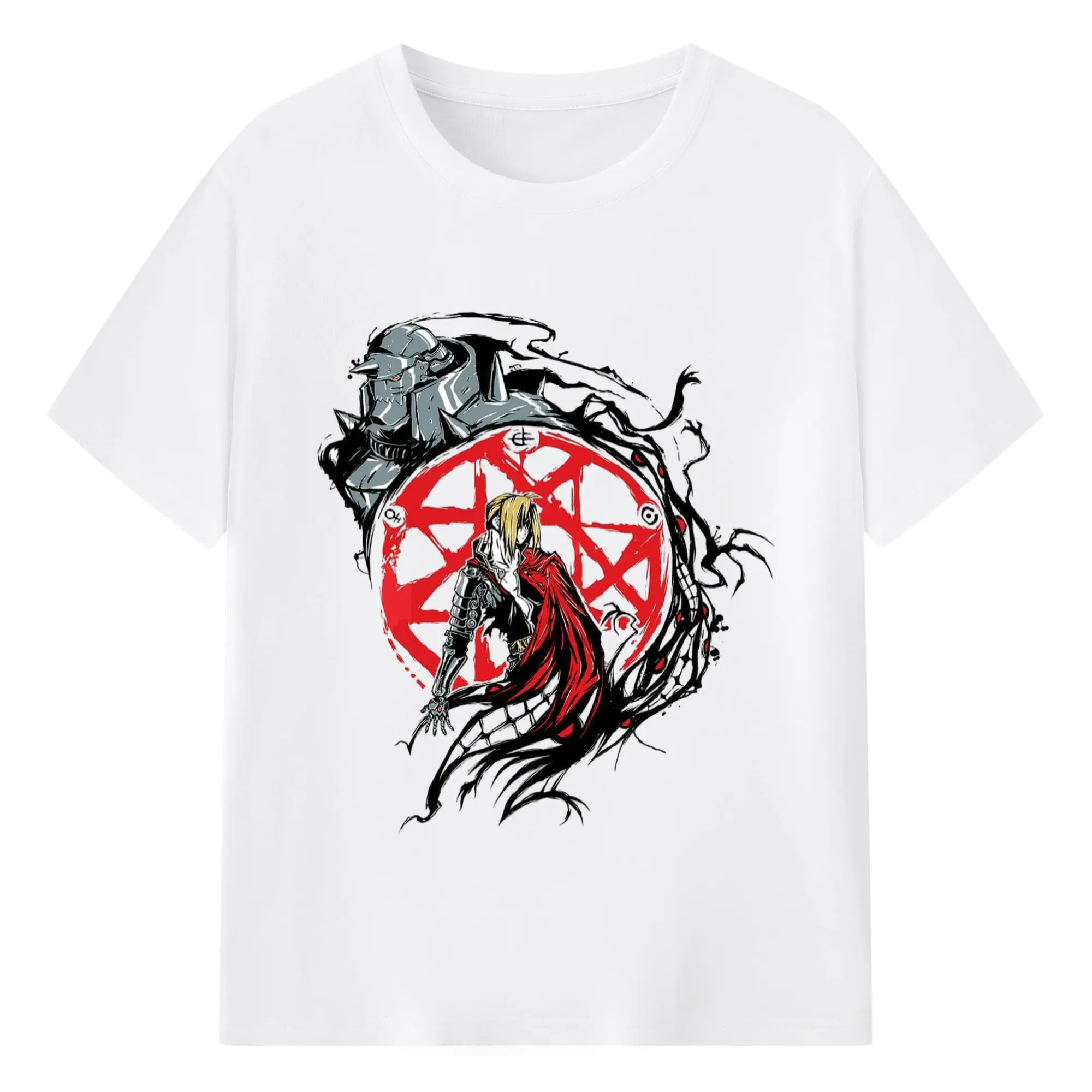 鋼の錬金術師　エドワードエルリック - 綿100％ 半袖Tシャツ ・ フロントプリント ・ 快適 通気性 ・ 日常使い 散歩 スポーツ用