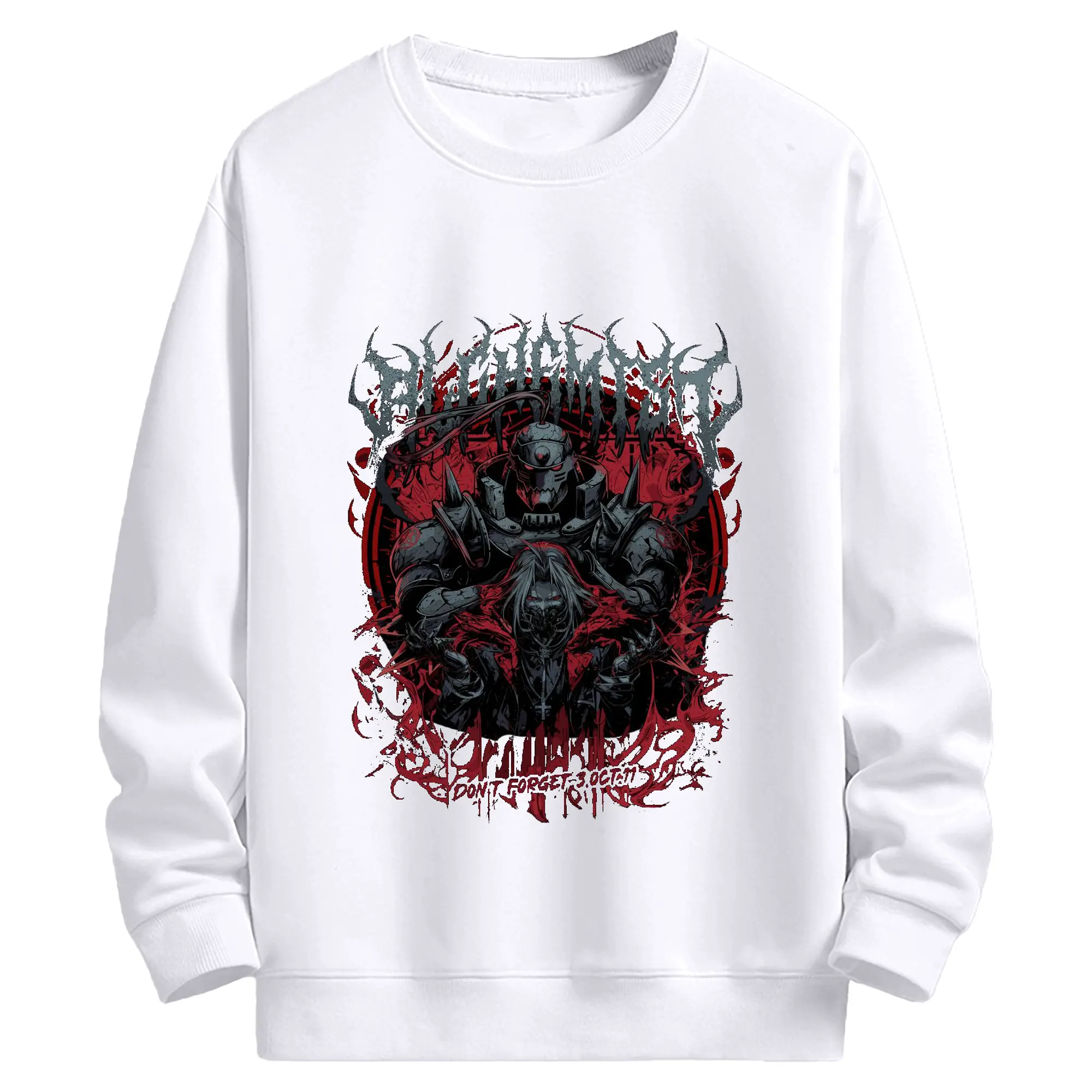 鋼の錬金術師　エルリック兄弟 - 高品質 クルーネック スウェット ・ コットン59％ ポリエステル41％ ・ ユニセックス 長袖 トレーナー ・ カジュアル デイリー スポーツ 散歩用