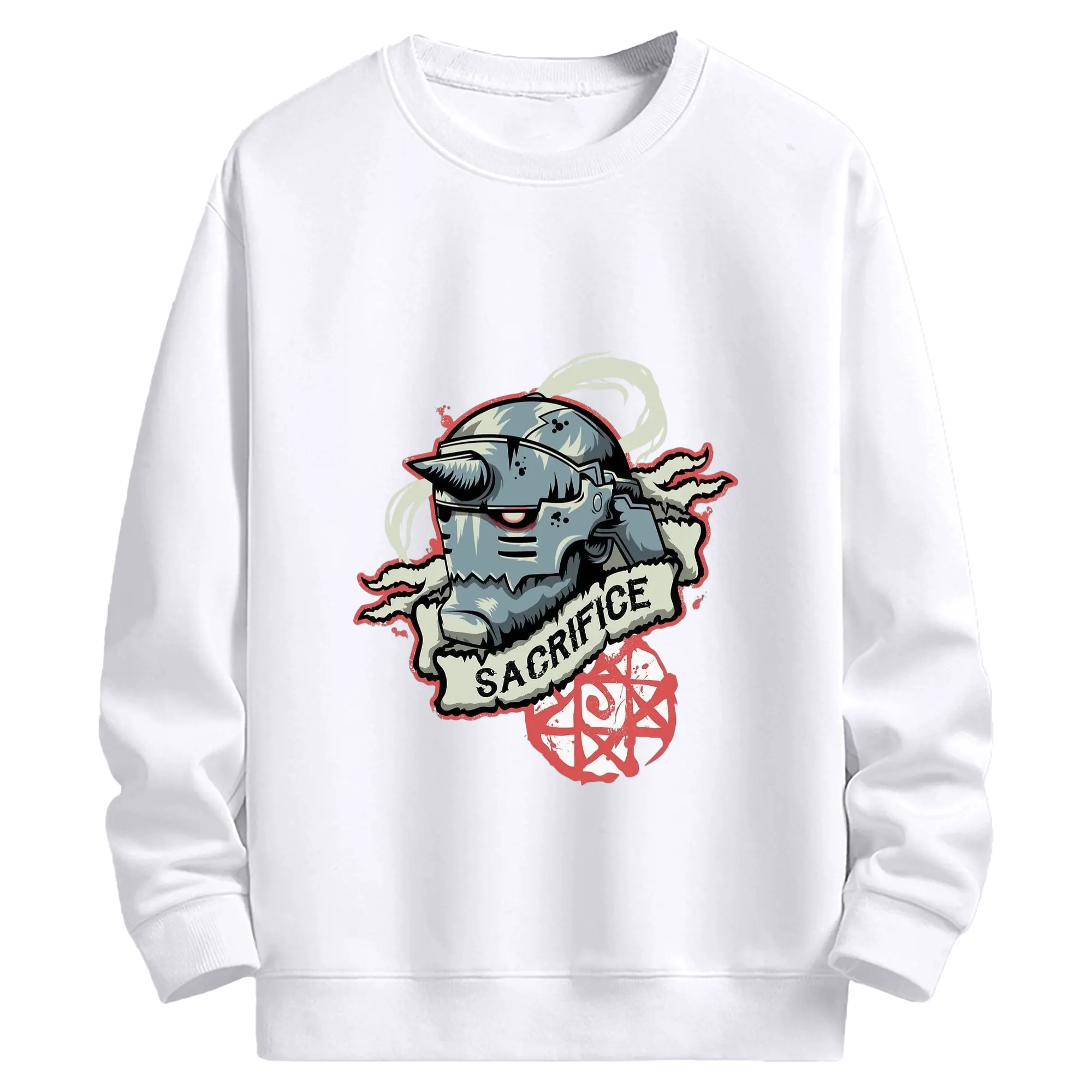 鋼の錬金術師  アルフォンス - 高品質 クルーネック スウェット ・ コットン59％ ポリエステル41％ ・ ユニセックス 長袖 トレーナー ・ カジュアル デイリー スポーツ 散歩用