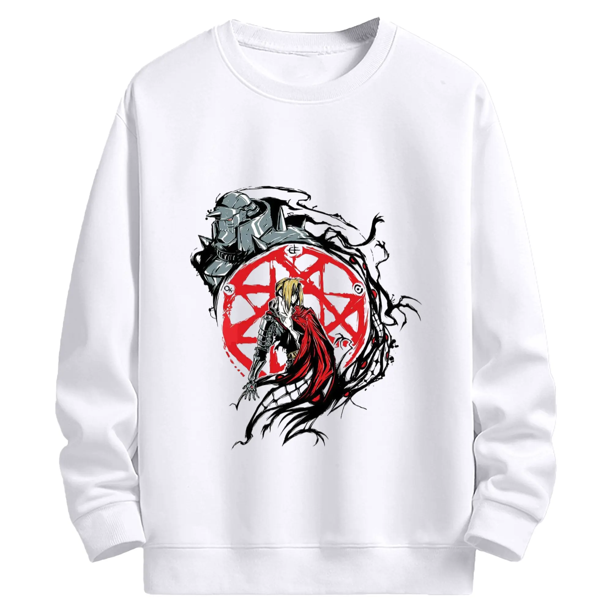 鋼の錬金術師　エドワードエルリック - 高品質 クルーネック スウェット ・ コットン59％ ポリエステル41％ ・ ユニセックス 長袖 トレーナー ・ カジュアル デイリー スポーツ 散歩用