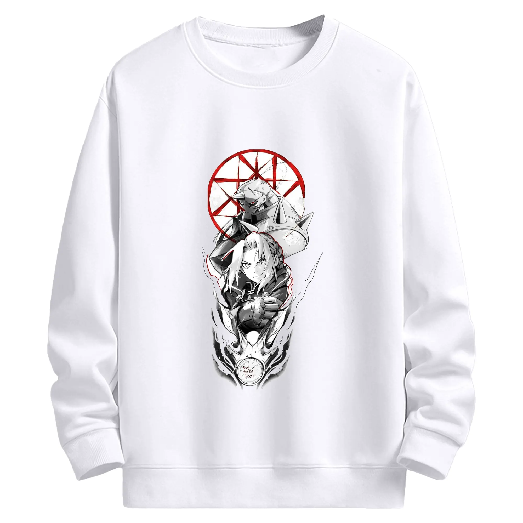 鋼の錬金術師 アルとエド - 高品質 クルーネック スウェット ・ コットン59％ ポリエステル41％ ・ ユニセックス 長袖 トレーナー ・ カジュアル デイリー スポーツ 散歩用