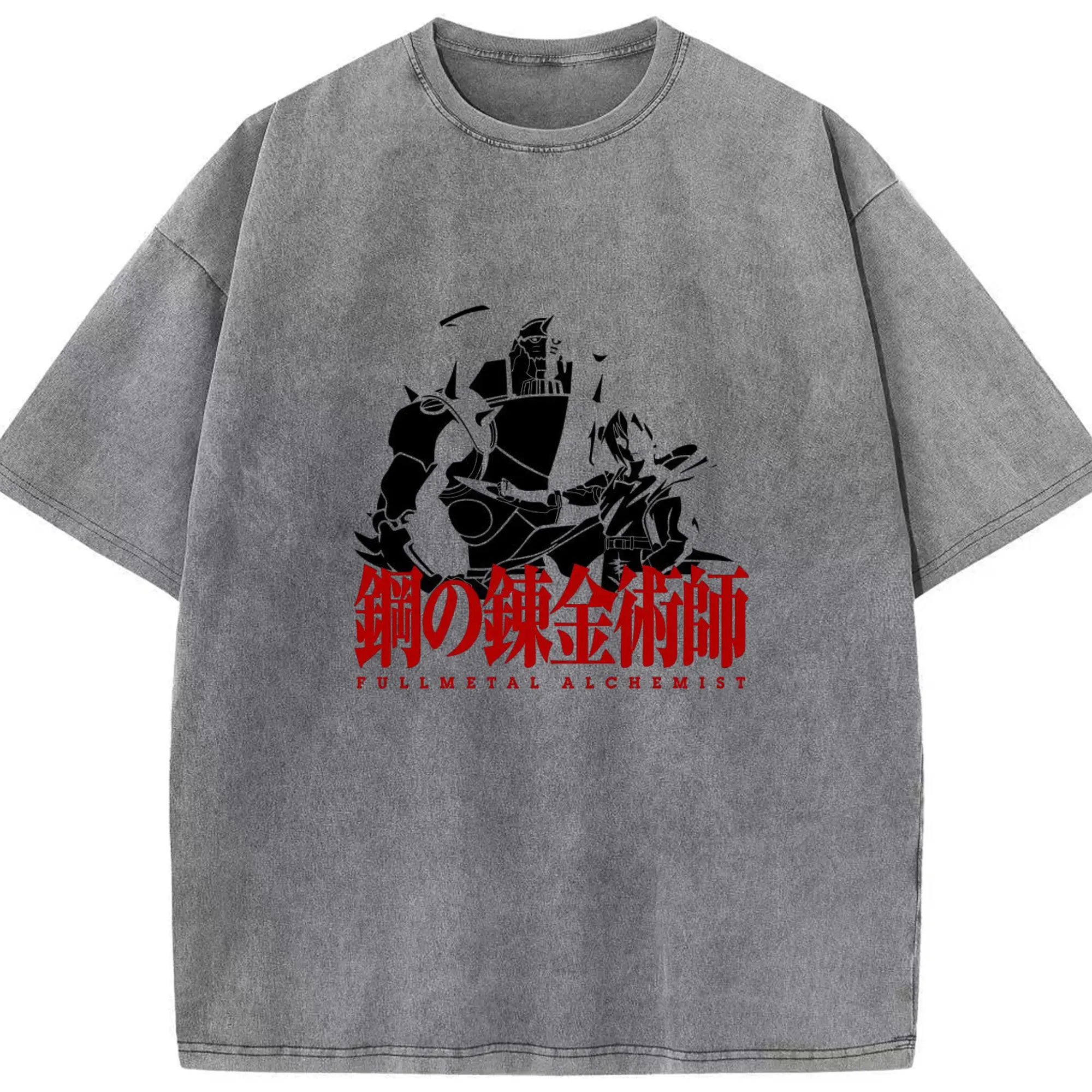 鋼の錬金術師 アルフォンス - 綿100％ ヴィンテージ風 半袖Tシャツ ・ フロントプリント ・ 柔らか肌触り ・ 通気性 快適 ・ スポーツ カジュアル 外出用