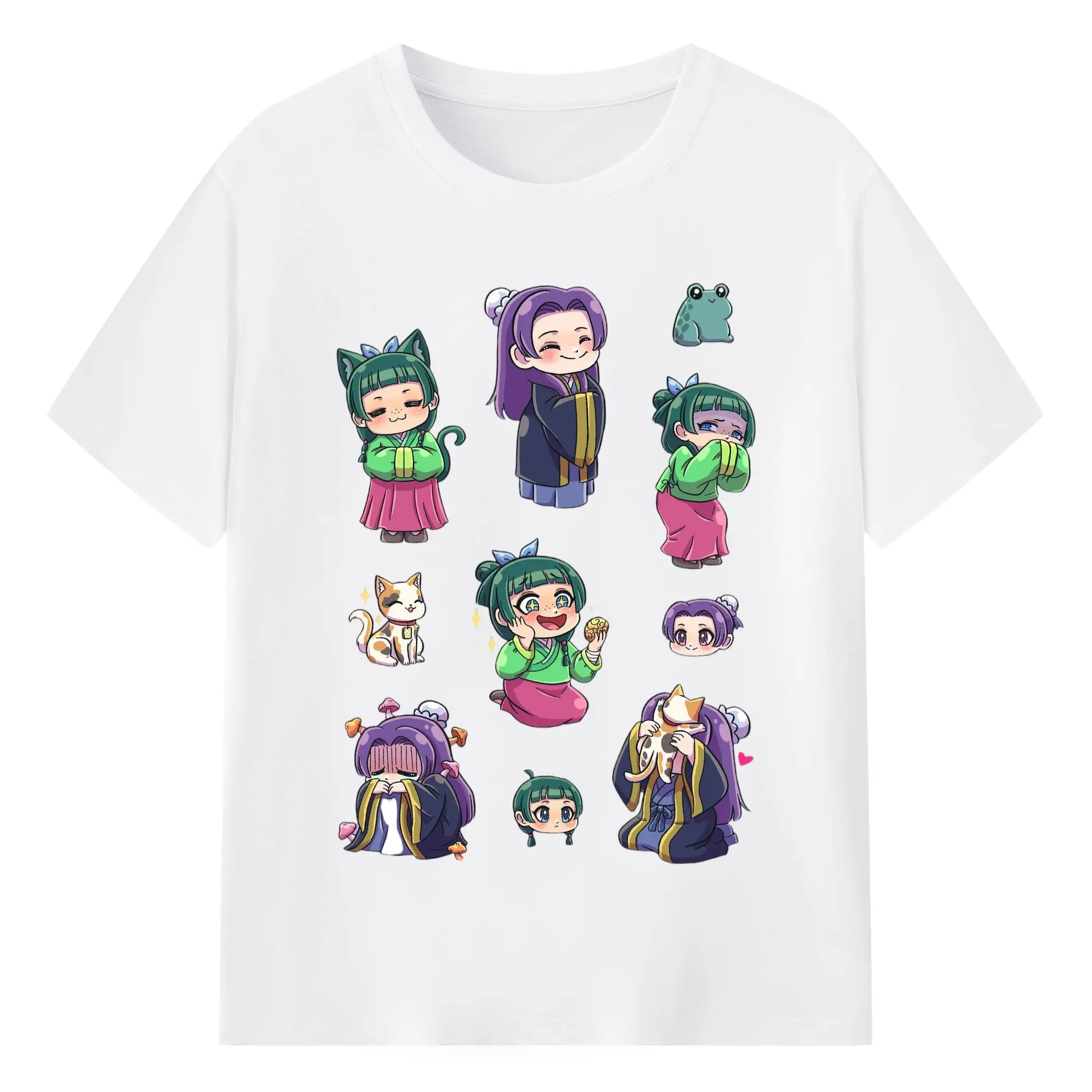 薬屋のひとりごと 宮廷ミステリー薬師デフォルメ - 綿100％ 半袖Tシャツ ・ フロントプリント ・ 快適 通気性 ・ 日常使い 散歩 スポーツ用