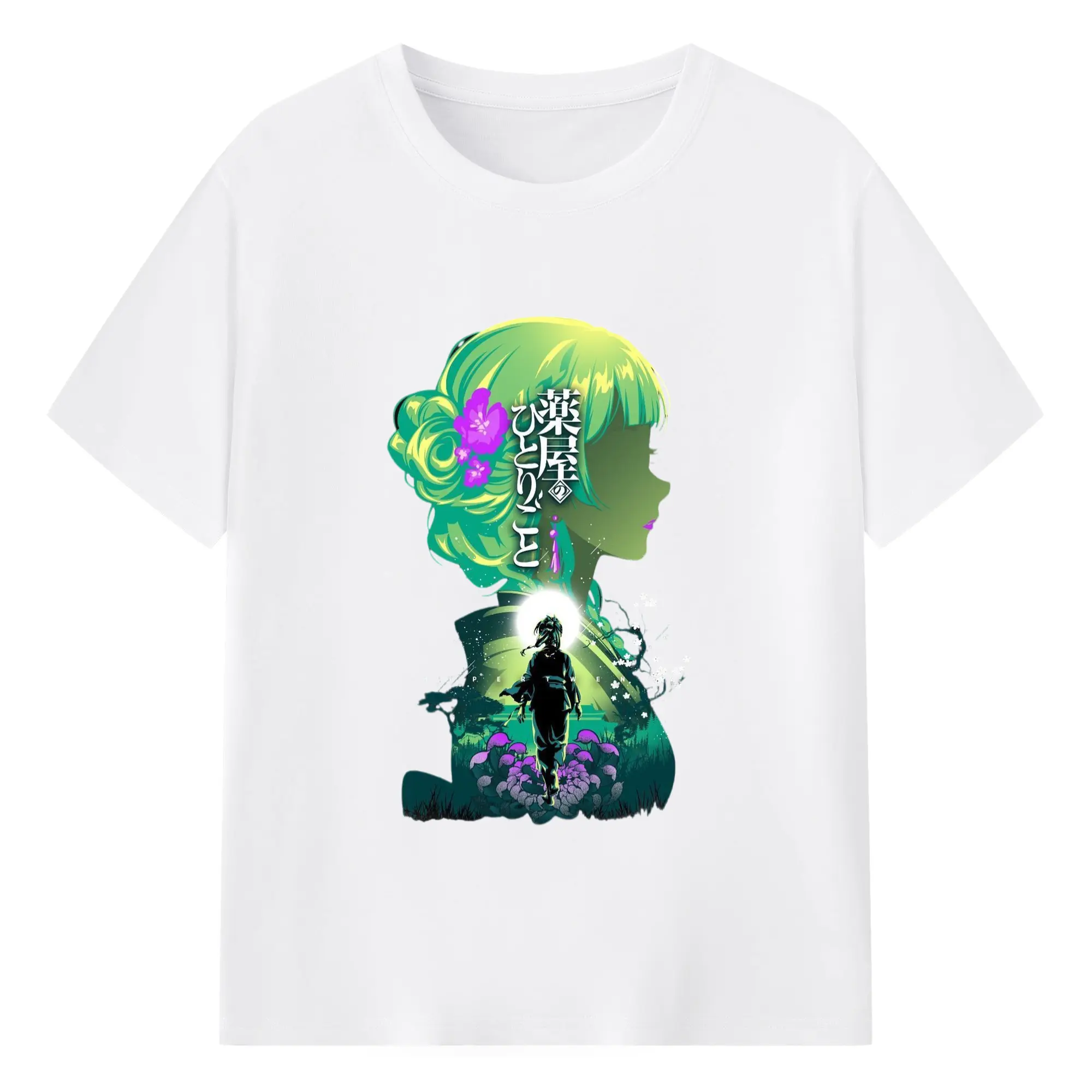 薬屋のひとりごと ファンアート - 綿100％ 半袖Tシャツ ・ フロントプリント ・ 快適 通気性 ・ 日常使い 散歩 スポーツ用