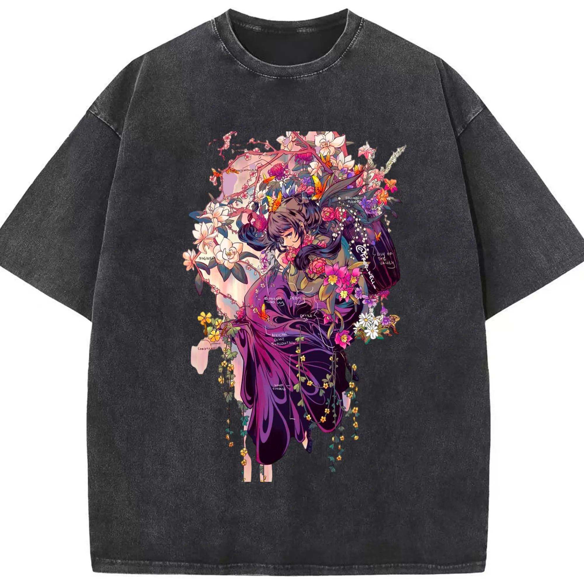 薬屋のひとりごと 猫猫まおまお - 綿100％ ヴィンテージ風 半袖Tシャツ ・ フロントプリント ・ 柔らか肌触り ・ 通気性 快適 ・ スポーツ カジュアル 外出用