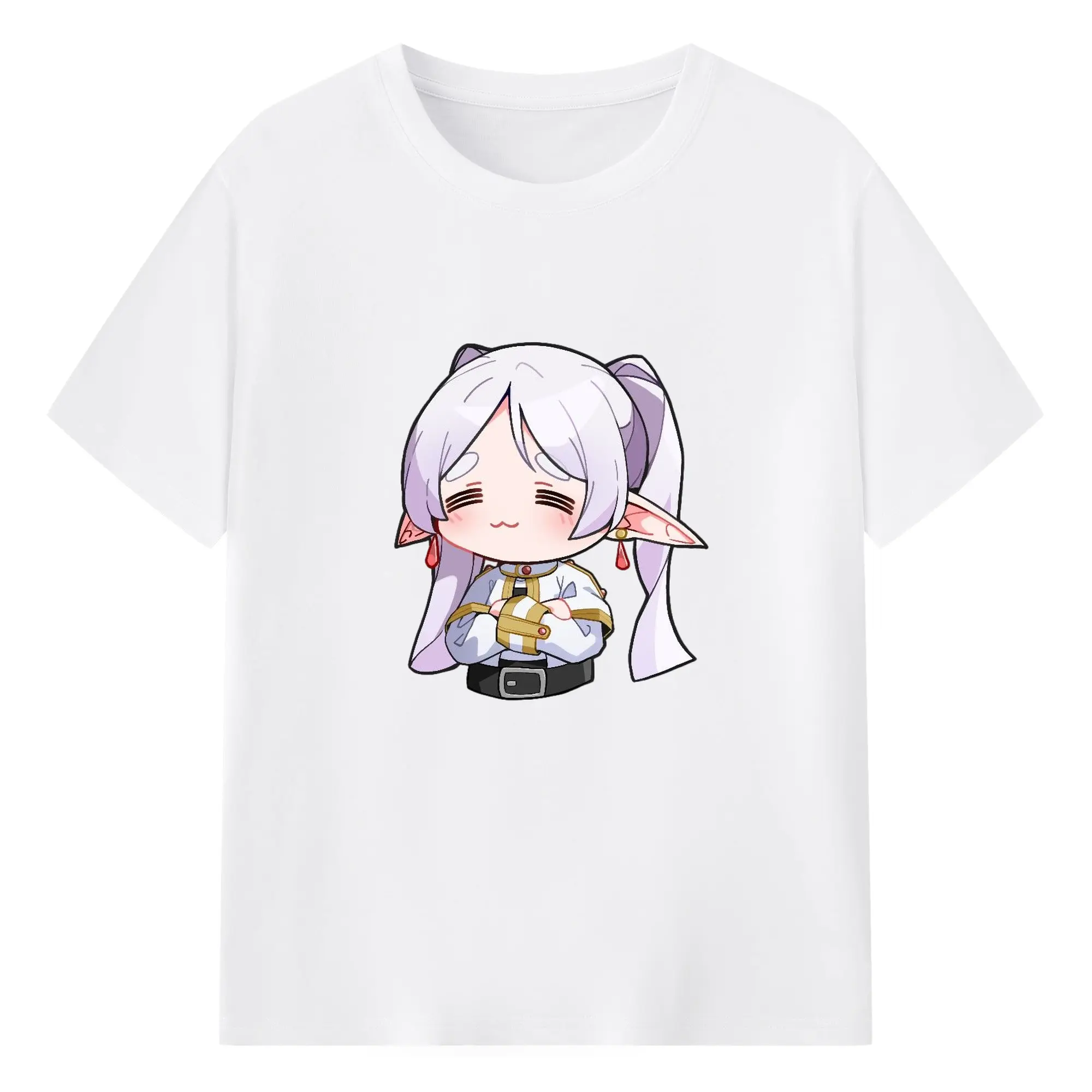 葬送のフリーレン フリーレンかわいい - 綿100％ 半袖Tシャツ ・ フロントプリント ・ 快適 通気性 ・ 日常使い 散歩 スポーツ用