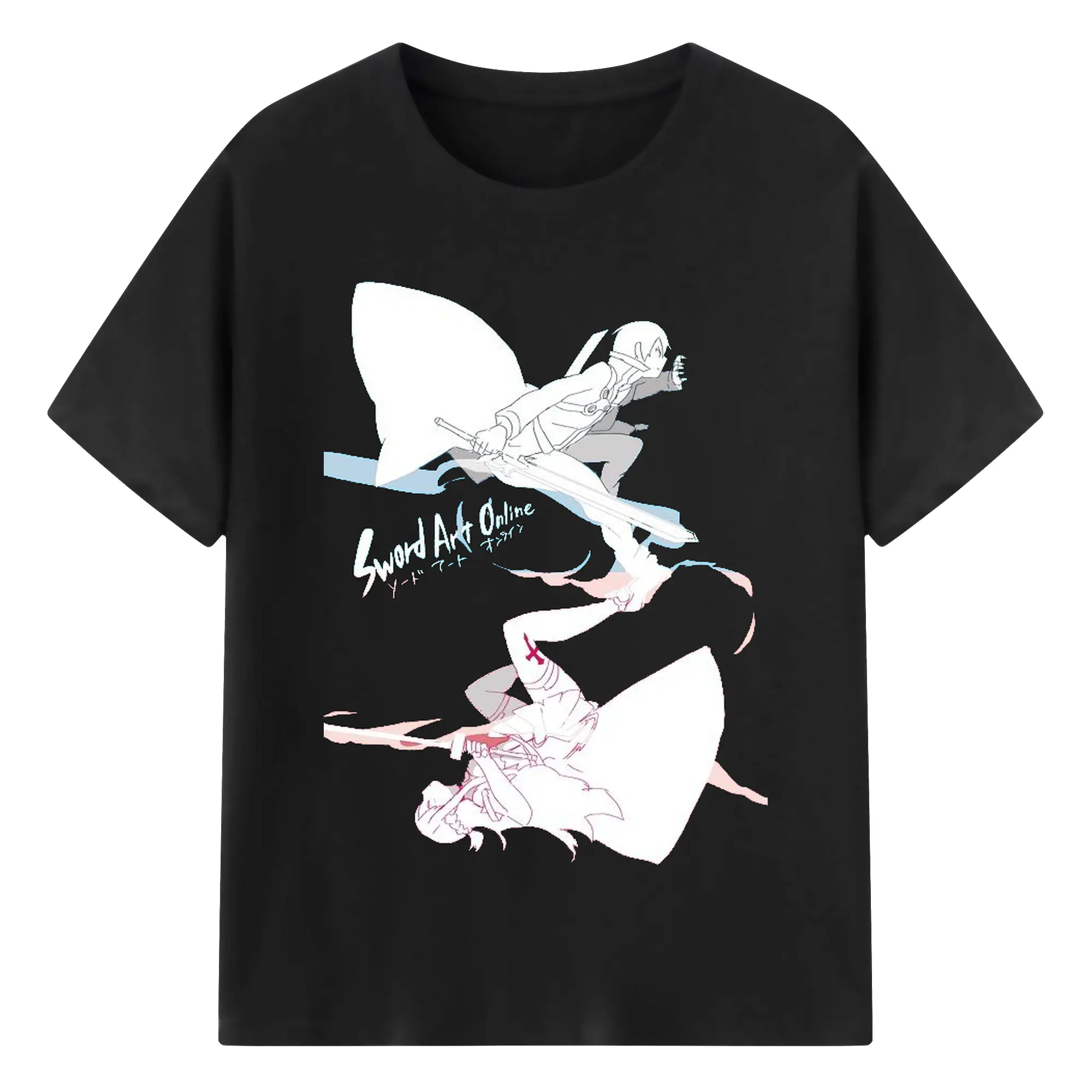 ソードアートオンライン KiritoAsuna - 綿100％ 半袖Tシャツ ・ フロントプリント ・ 快適 通気性 ・ 日常使い 散歩 スポーツ用