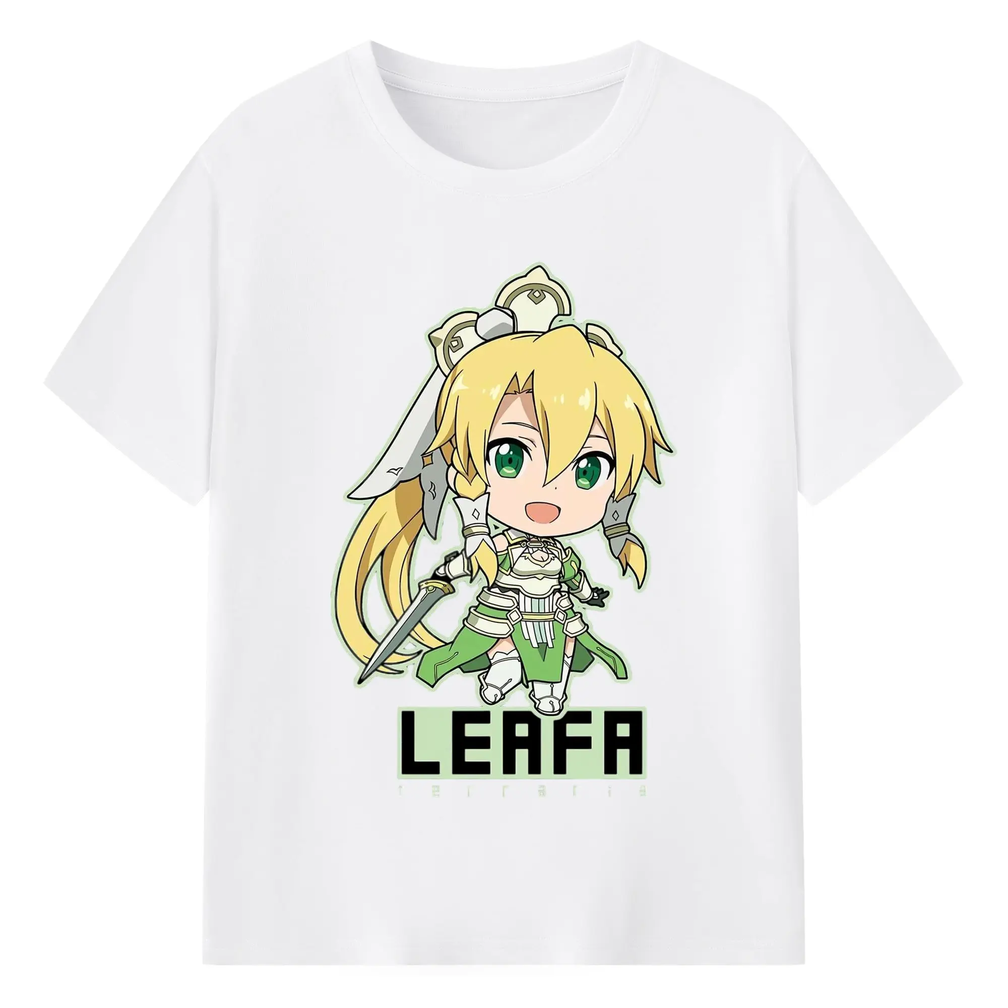 ソードアートオンライン デフォルトリーファ - 綿100％ 半袖Tシャツ ・ フロントプリント ・ 快適 通気性 ・ 日常使い 散歩 スポーツ用
