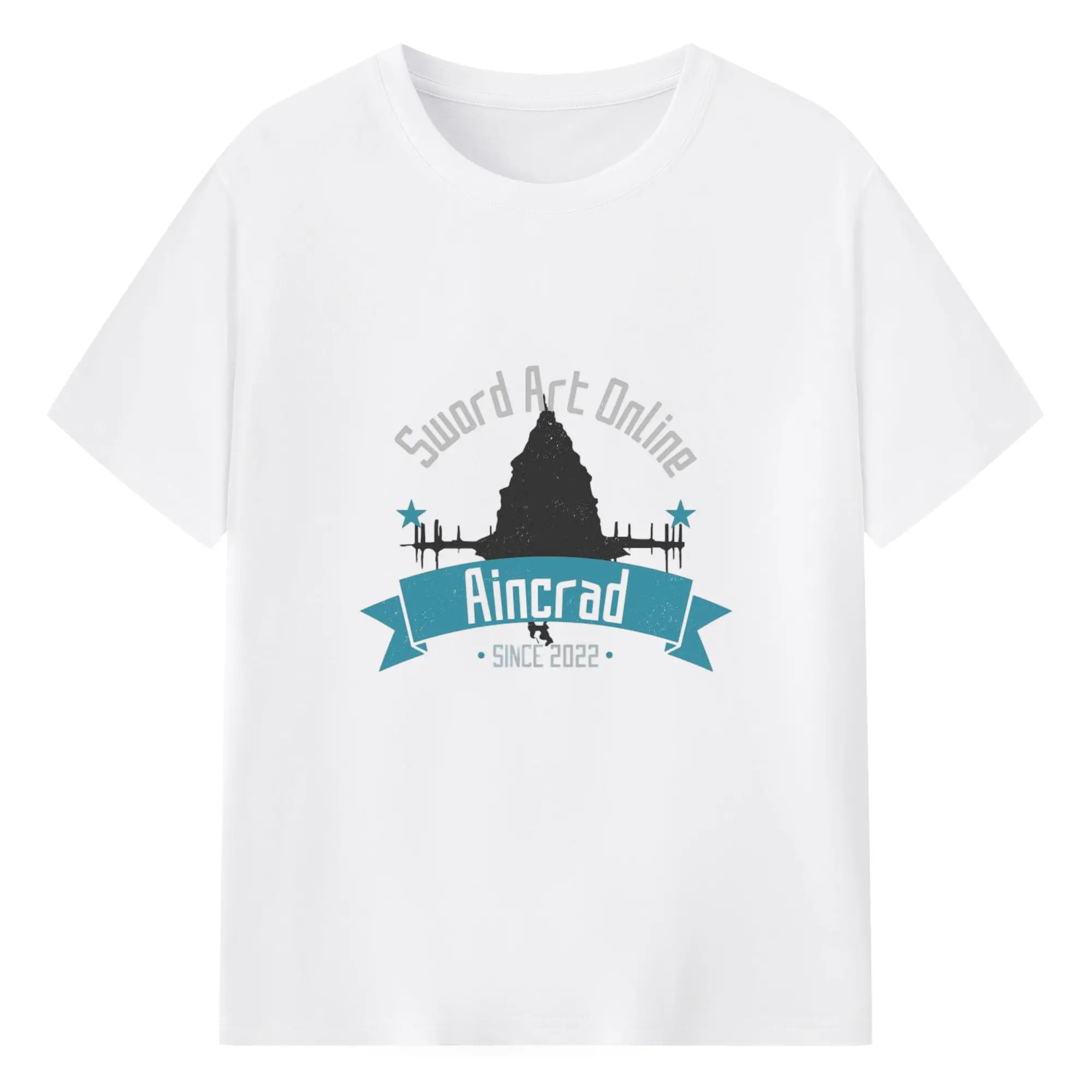 ソードアートオンライン SAO聖地巡礼特別限定 - 綿100％ 半袖Tシャツ ・ フロントプリント ・ 快適 通気性 ・ 日常使い 散歩 スポーツ用