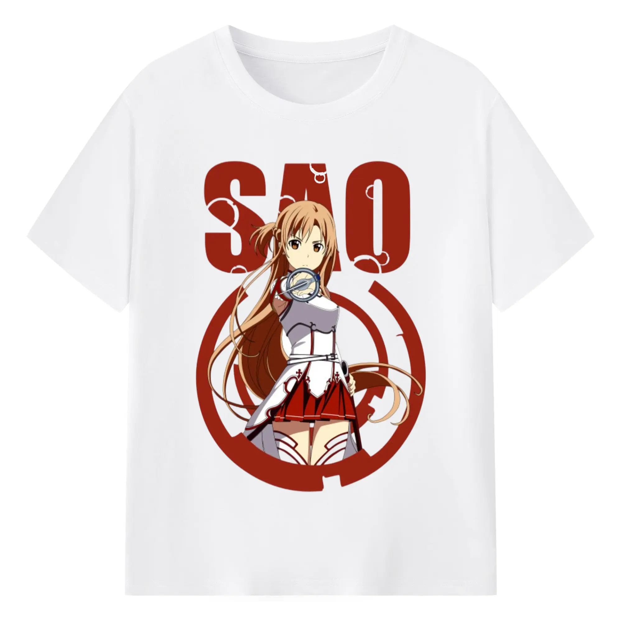 ソードアートオンライン SAOキャラ アスナ - 綿100％ 半袖Tシャツ ・ フロントプリント ・ 快適 通気性 ・ 日常使い 散歩 スポーツ用