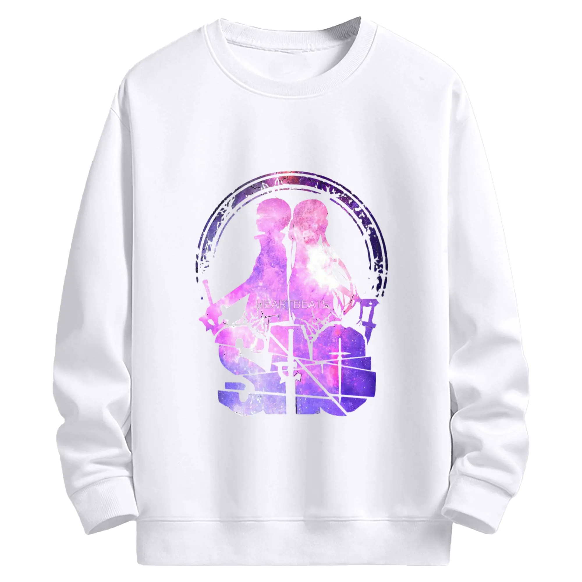 ソードアートオンライン  キリトアスナ - 高品質 クルーネック スウェット ・ コットン59％ ポリエステル41％ ・ ユニセックス 長袖 トレーナー ・ カジュアル デイリー スポーツ 散歩用