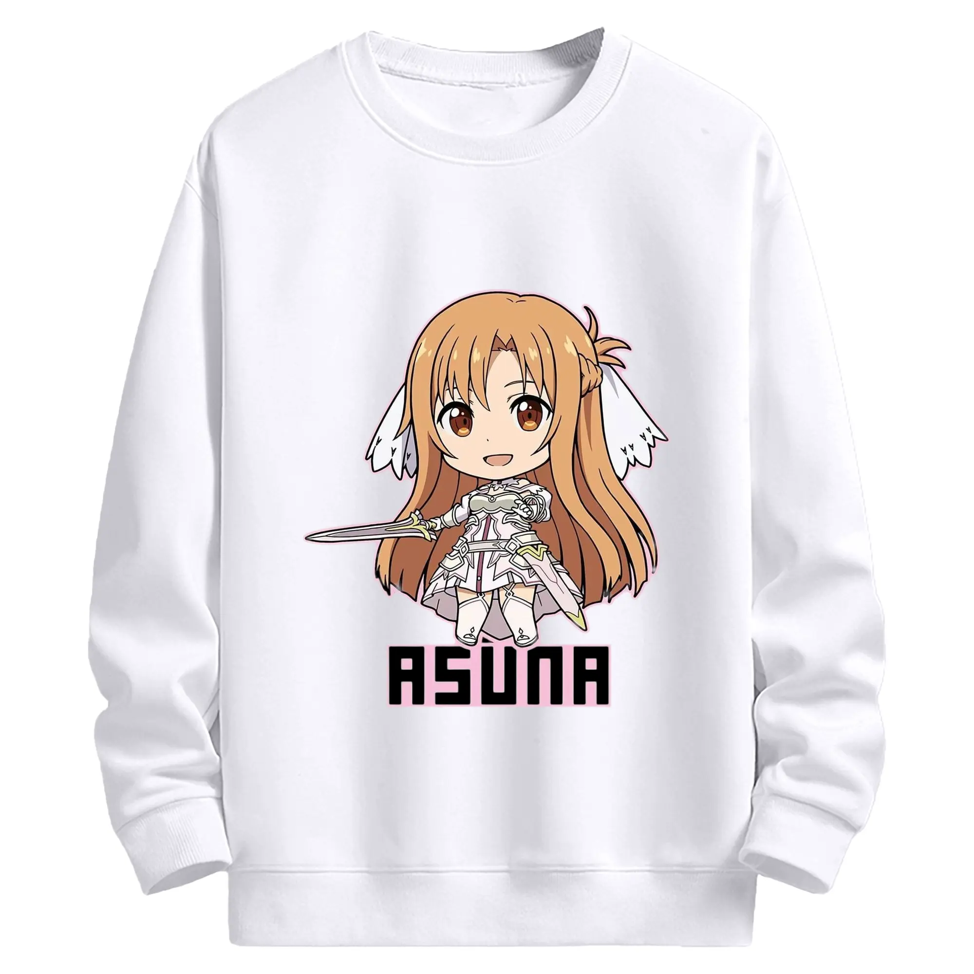 ソードアートオンライン アスナ - 高品質 クルーネック スウェット ・ コットン59％ ポリエステル41％ ・ ユニセックス 長袖 トレーナー ・ カジュアル デイリー スポーツ 散歩用