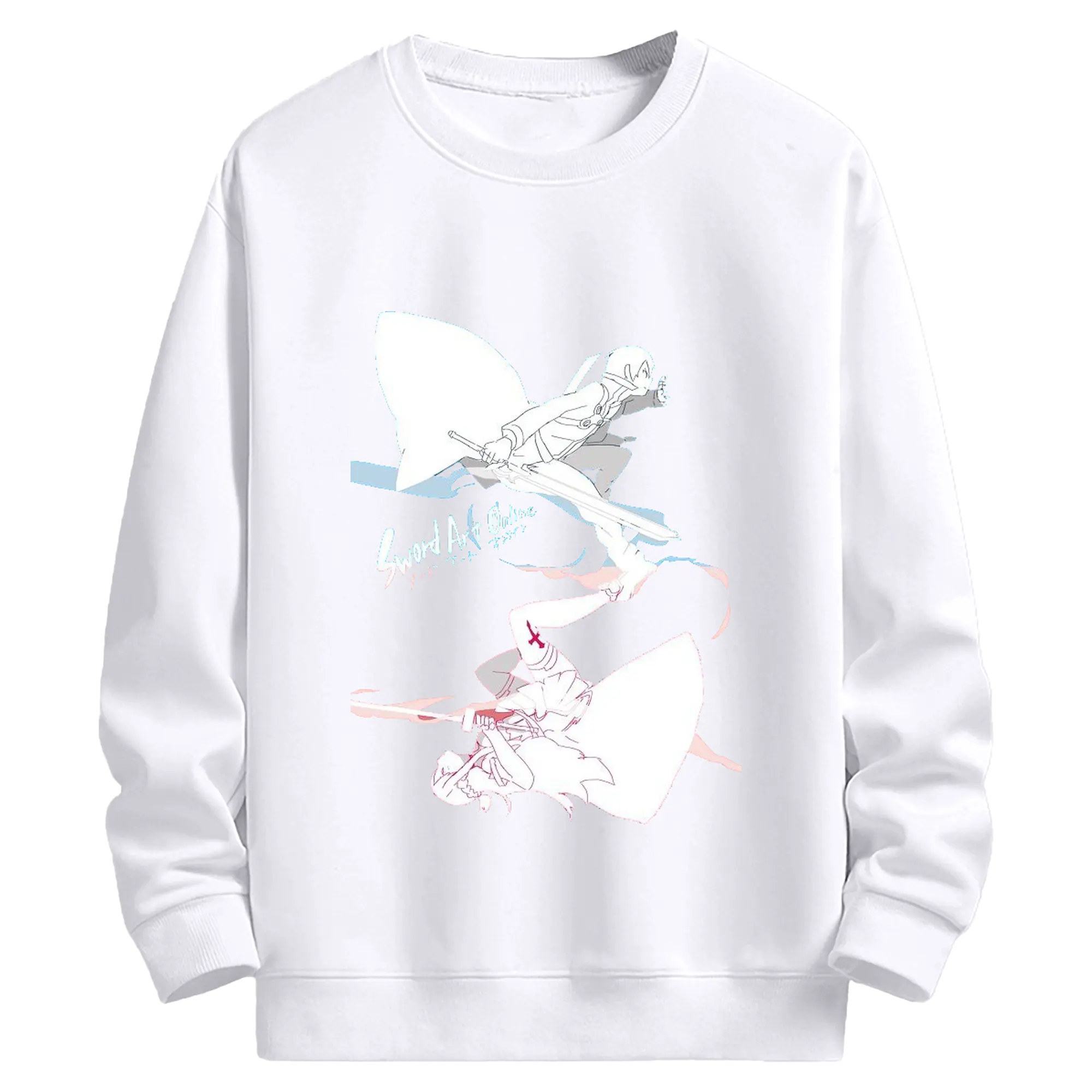 ソードアートオンライン KiritoAsuna - 高品質 クルーネック スウェット ・ コットン59％ ポリエステル41％ ・ ユニセックス 長袖 トレーナー ・ カジュアル デイリー スポーツ 散歩用