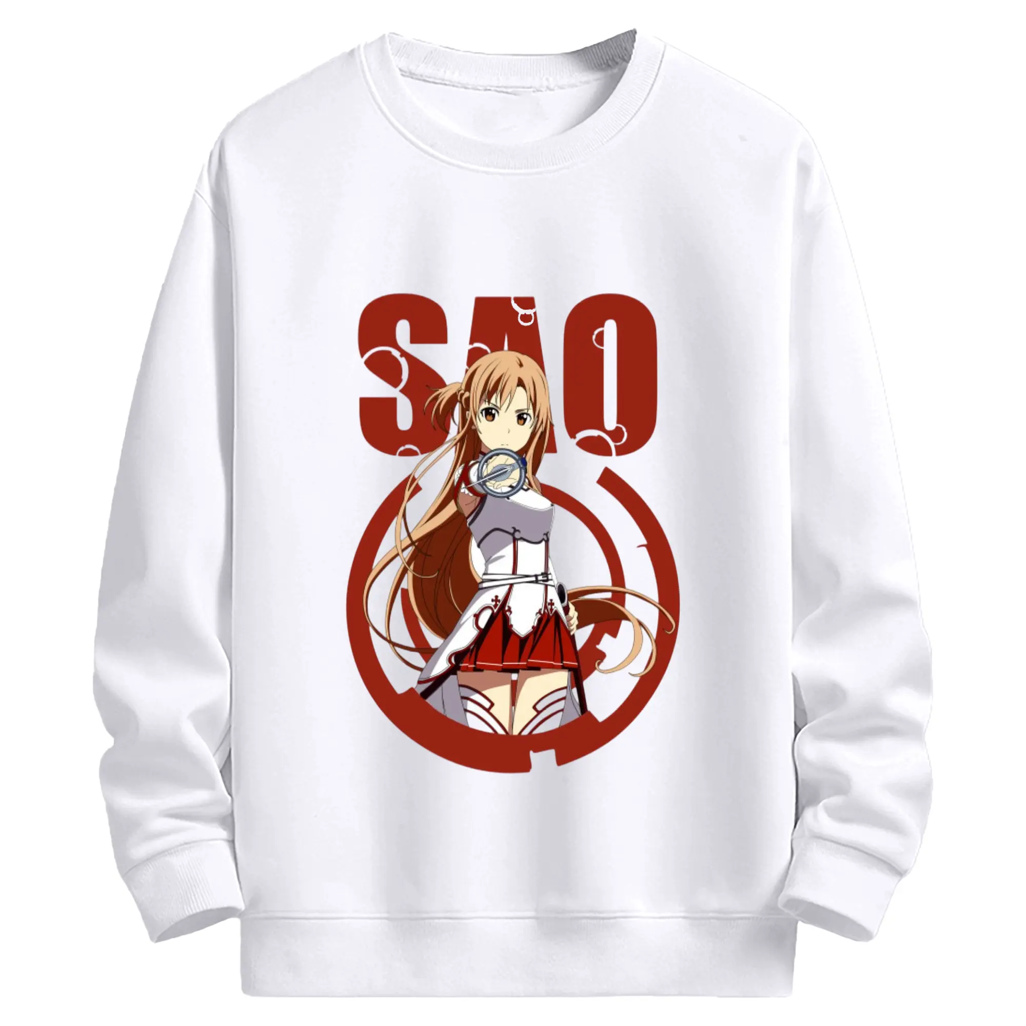 ソードアートオンライン SAOキャラ アスナ - 高品質 クルーネック スウェット ・ コットン59％ ポリエステル41％ ・ ユニセックス 長袖 トレーナー ・ カジュアル デイリー スポーツ 散歩用