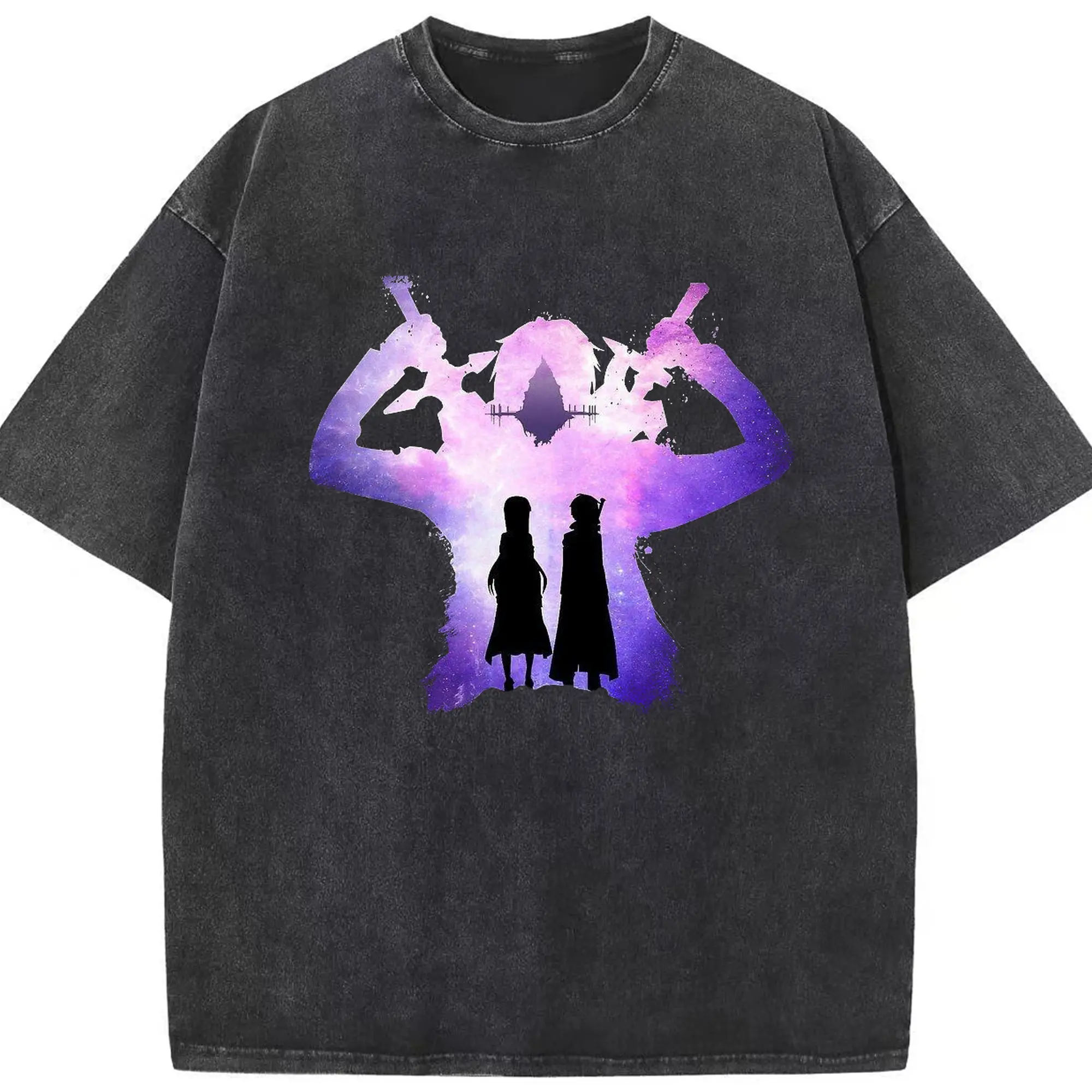 ソードアートオンライン SAOアリシゼーション - 綿100％ ヴィンテージ風 半袖Tシャツ ・ フロントプリント ・ 柔らか肌触り ・ 通気性 快適 ・ スポーツ カジュアル 外出用