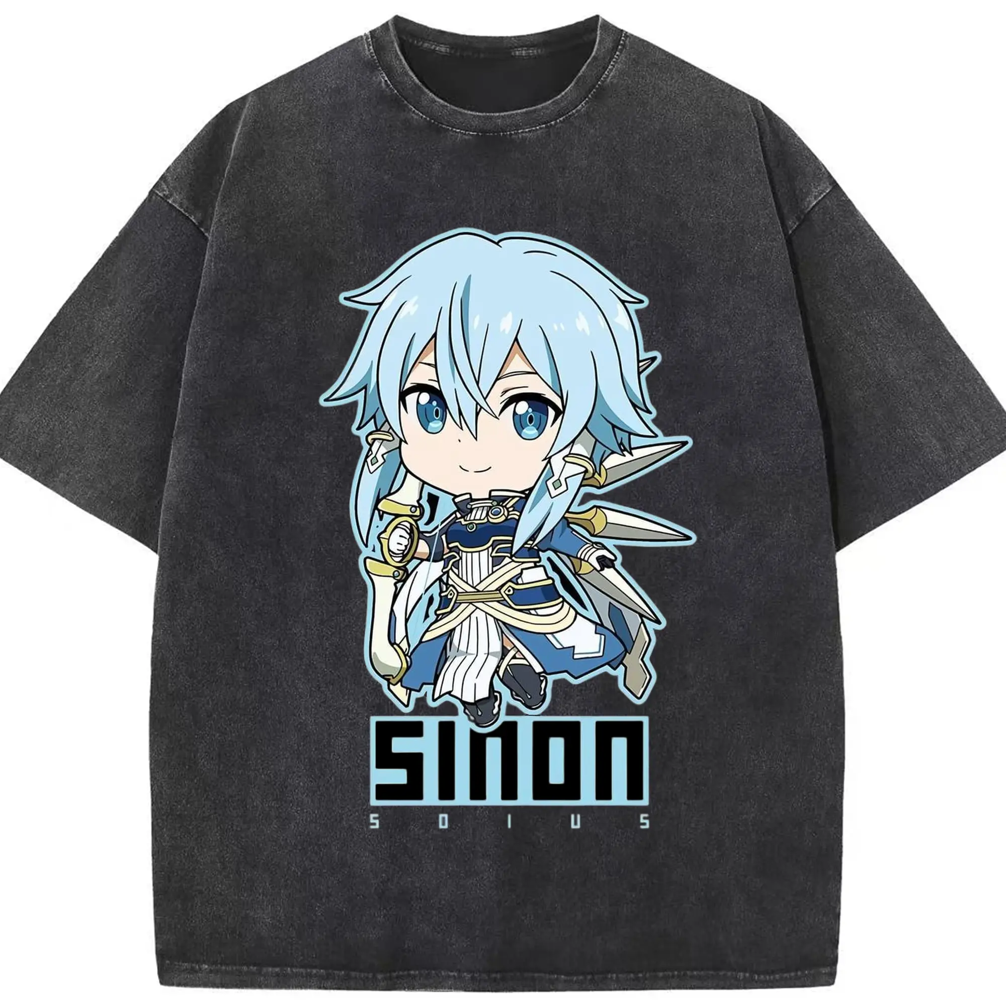 ソードアートオンライン デフォルトシノン - 綿100％ ヴィンテージ風 半袖Tシャツ ・ フロントプリント ・ 柔らか肌触り ・ 通気性 快適 ・ スポーツ カジュアル 外出用