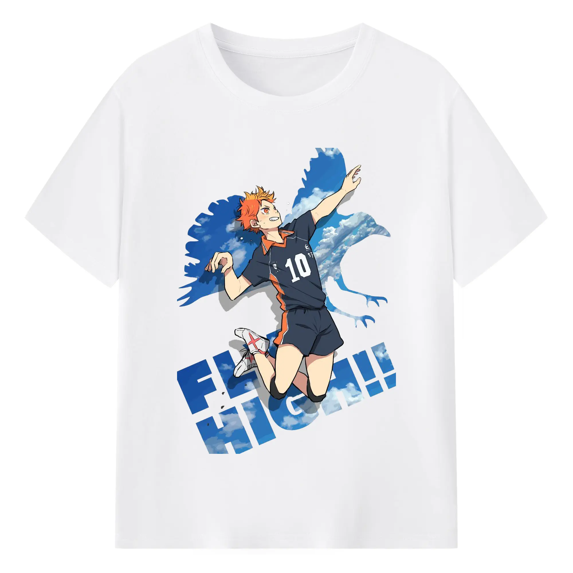 ハイキュー！！飛べ！FLY HIGH - 綿100％ 半袖Tシャツ ・ フロントプリント ・ 快適 通気性 ・ 日常使い 散歩 スポーツ用