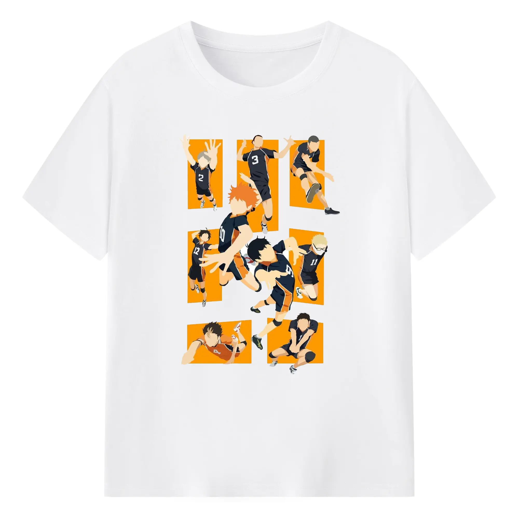 ハイキュー！！烏野高校 全メンバー クイック攻撃 - 綿100％ 半袖Tシャツ ・ フロントプリント ・ 快適 通気性 ・ 日常使い 散歩 スポーツ用