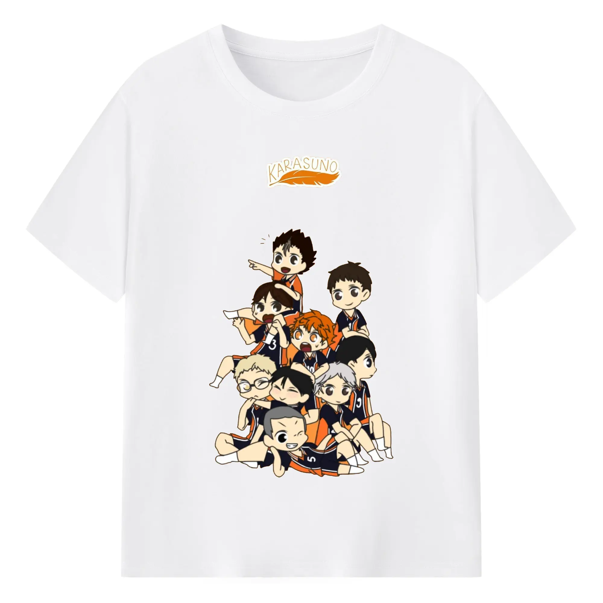 ハイキュー！！烏野高校 - 綿100％ 半袖Tシャツ ・ フロントプリント ・ 快適 通気性 ・ 日常使い 散歩 スポーツ用