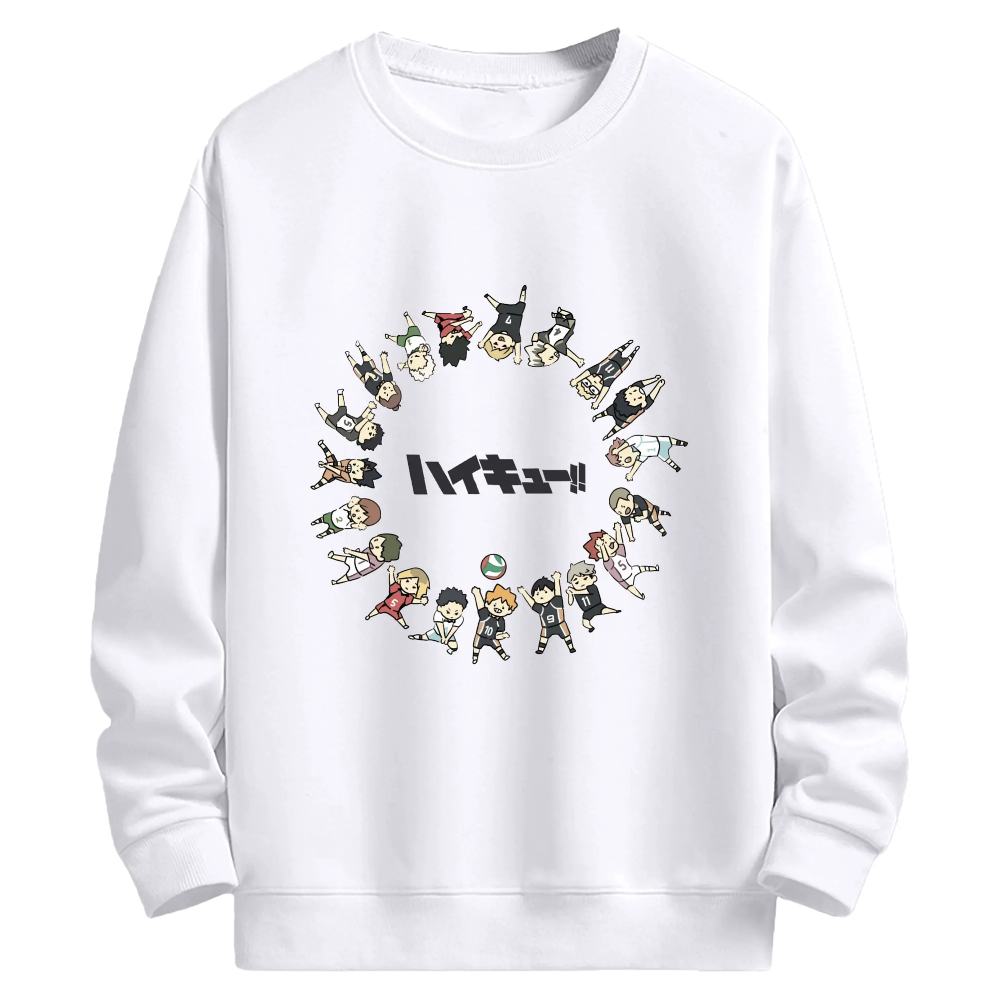 ハイキュー！！デフォルメキャラ全メンバー - 高品質 クルーネック スウェット ・ コットン59％ ポリエステル41％ ・ ユニセックス 長袖 トレーナー ・ カジュアル デイリー スポーツ 散歩用
