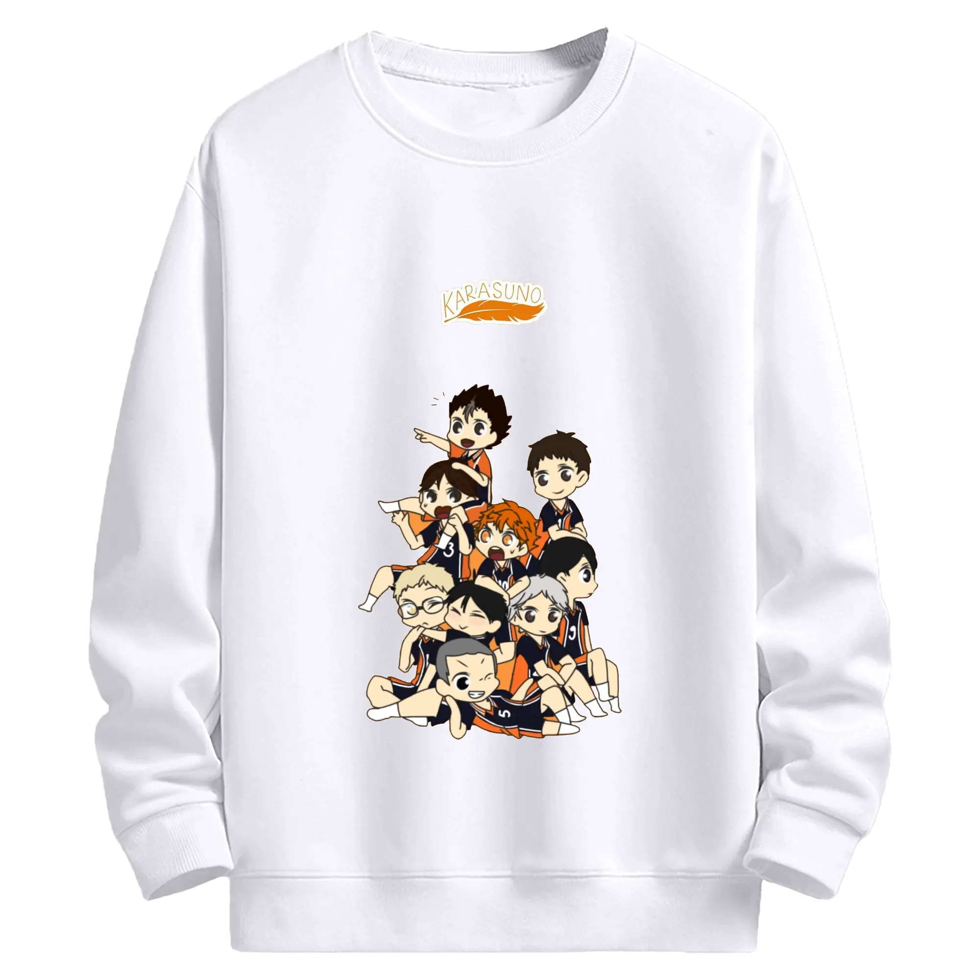 ハイキュー！！烏野高校 - 高品質 クルーネック スウェット ・ コットン59％ ポリエステル41％ ・ ユニセックス 長袖 トレーナー ・ カジュアル デイリー スポーツ 散歩用