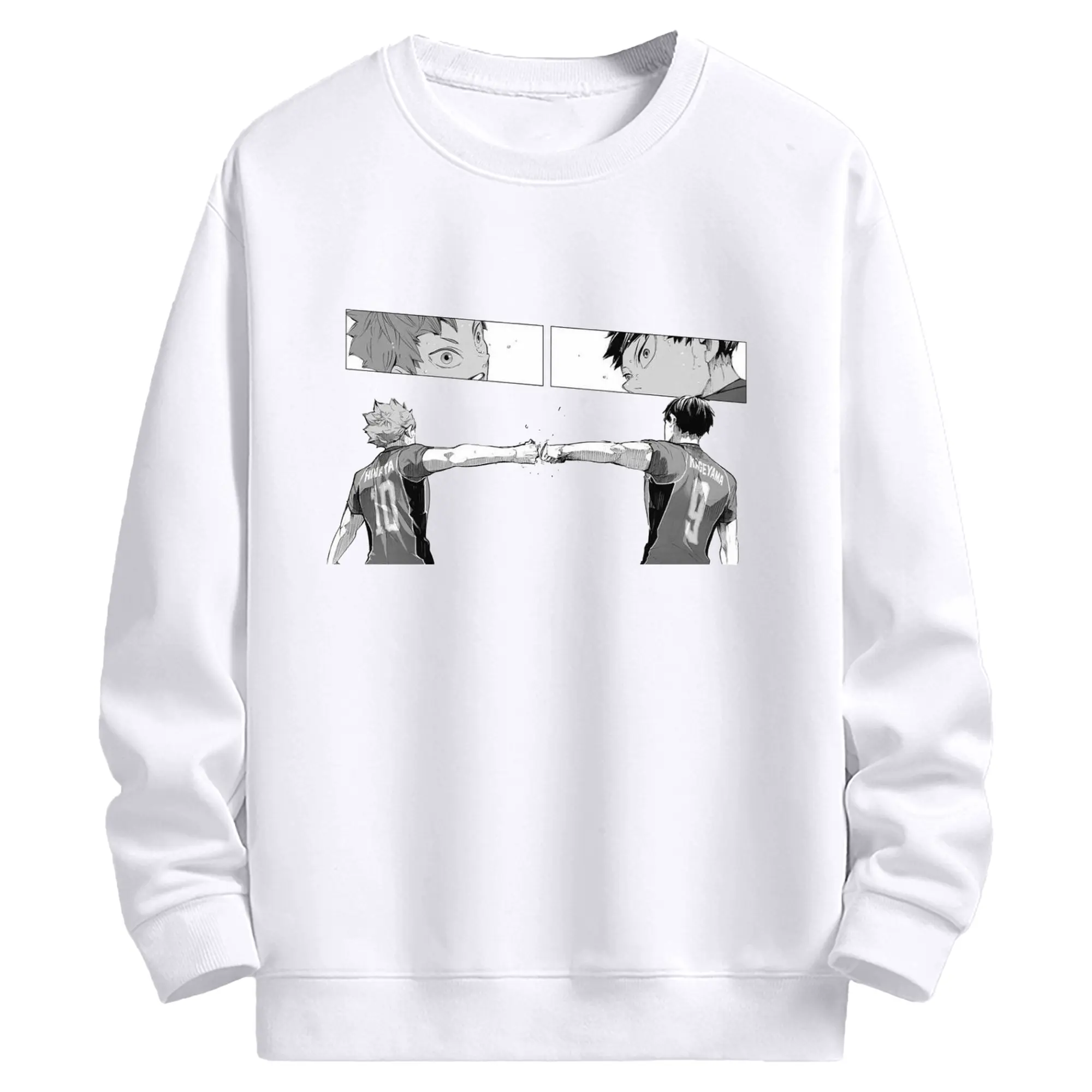 ハイキュー！！日向翔陽 影山飛雄 名場面 - 高品質 クルーネック スウェット ・ コットン59％ ポリエステル41％ ・ ユニセックス 長袖 トレーナー ・ カジュアル デイリー スポーツ 散歩用