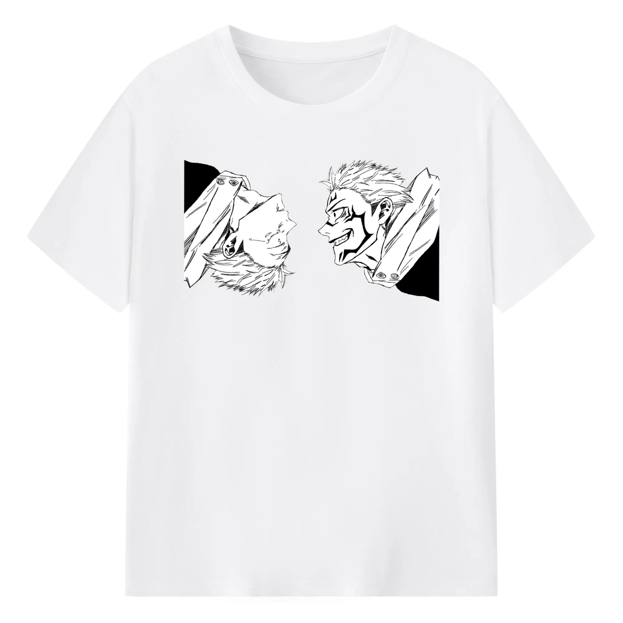 呪術廻戦  虎杖悠仁宿儺 - 綿100％ 半袖Tシャツ ・ フロントプリント ・ 快適 通気性 ・ 日常使い 散歩 スポーツ用