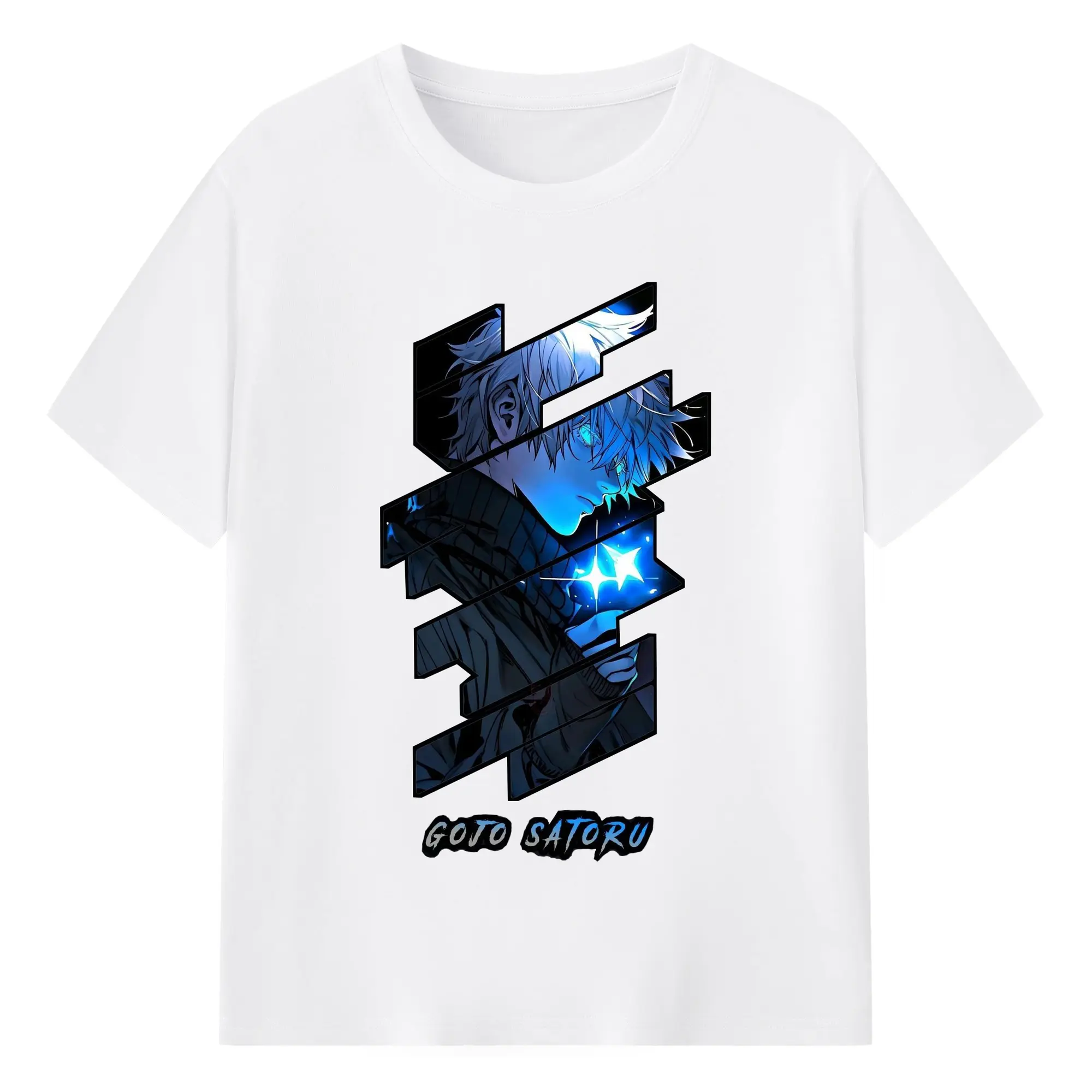 呪術廻戦 五条悟 戦闘シーン - 綿100％ 半袖Tシャツ ・ フロントプリント ・ 快適 通気性 ・ 日常使い 散歩 スポーツ用