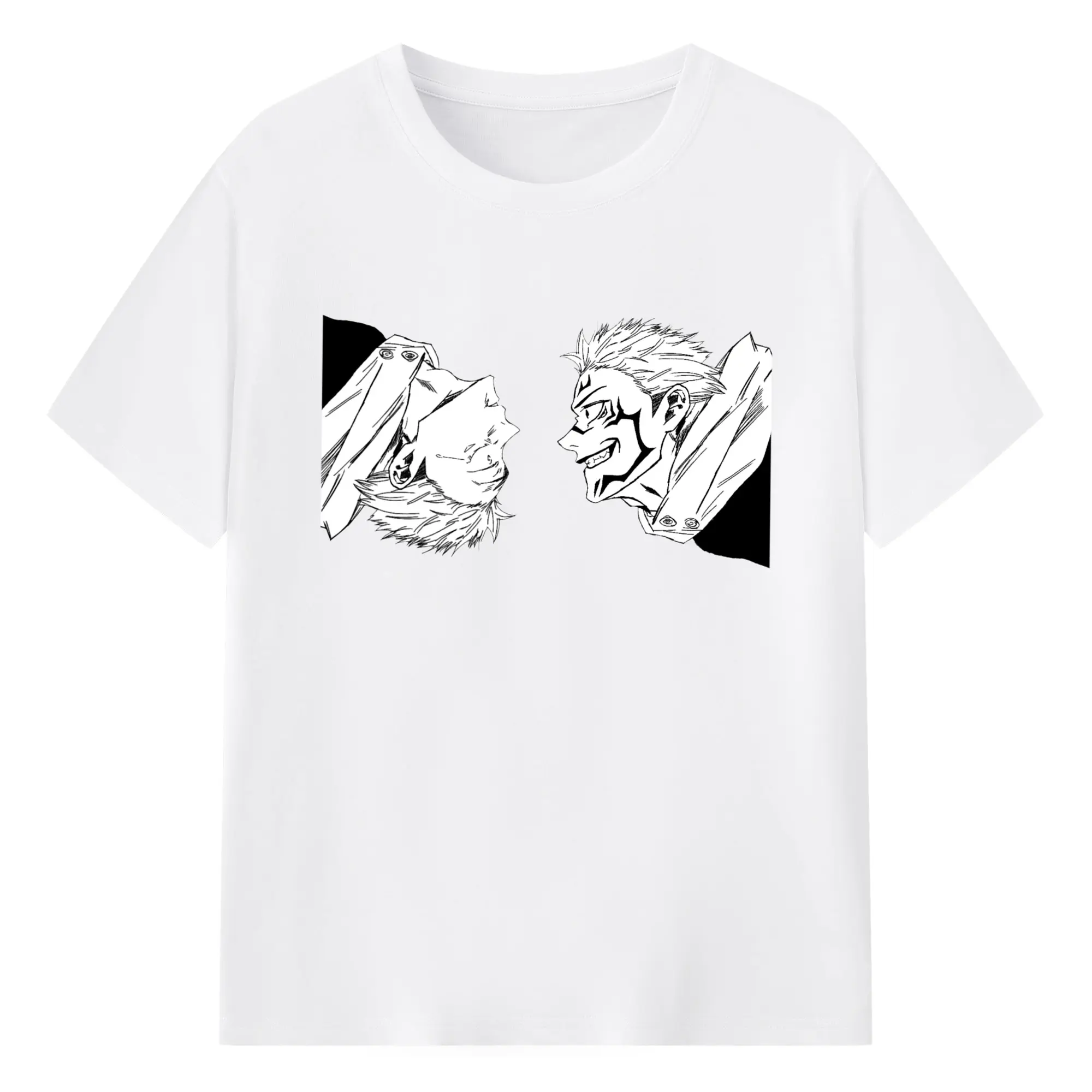 呪術廻戦  虎杖悠仁宿儺 - 綿100％ 半袖Tシャツ ・ フロントプリント ・ 快適 通気性 ・ 日常使い 散歩 スポーツ用