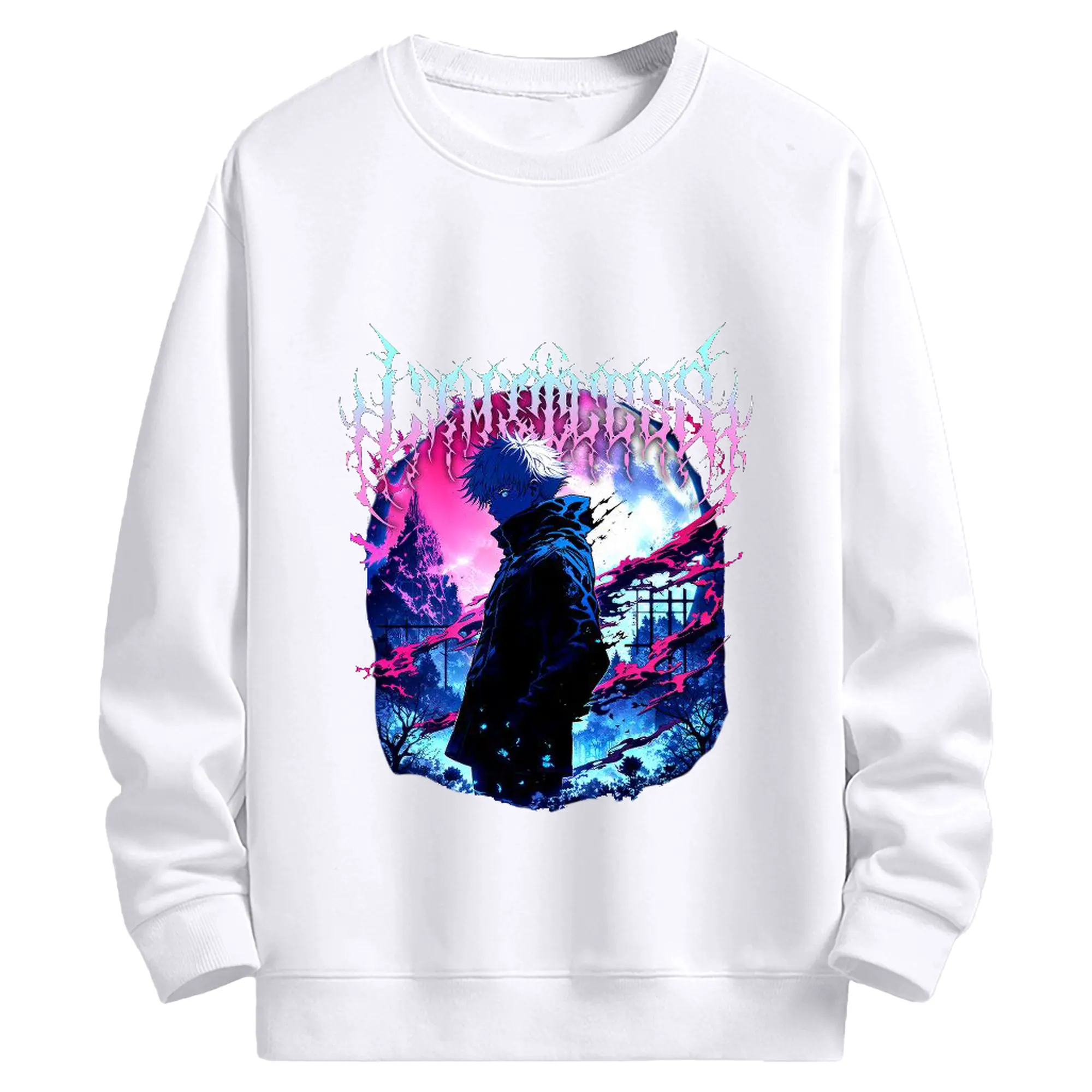 呪術廻戦 五条悟 俺が最強だから - 高品質 クルーネック スウェット ・ コットン59％ ポリエステル41％ ・ ユニセックス 長袖 トレーナー ・ カジュアル デイリー スポーツ 散歩用